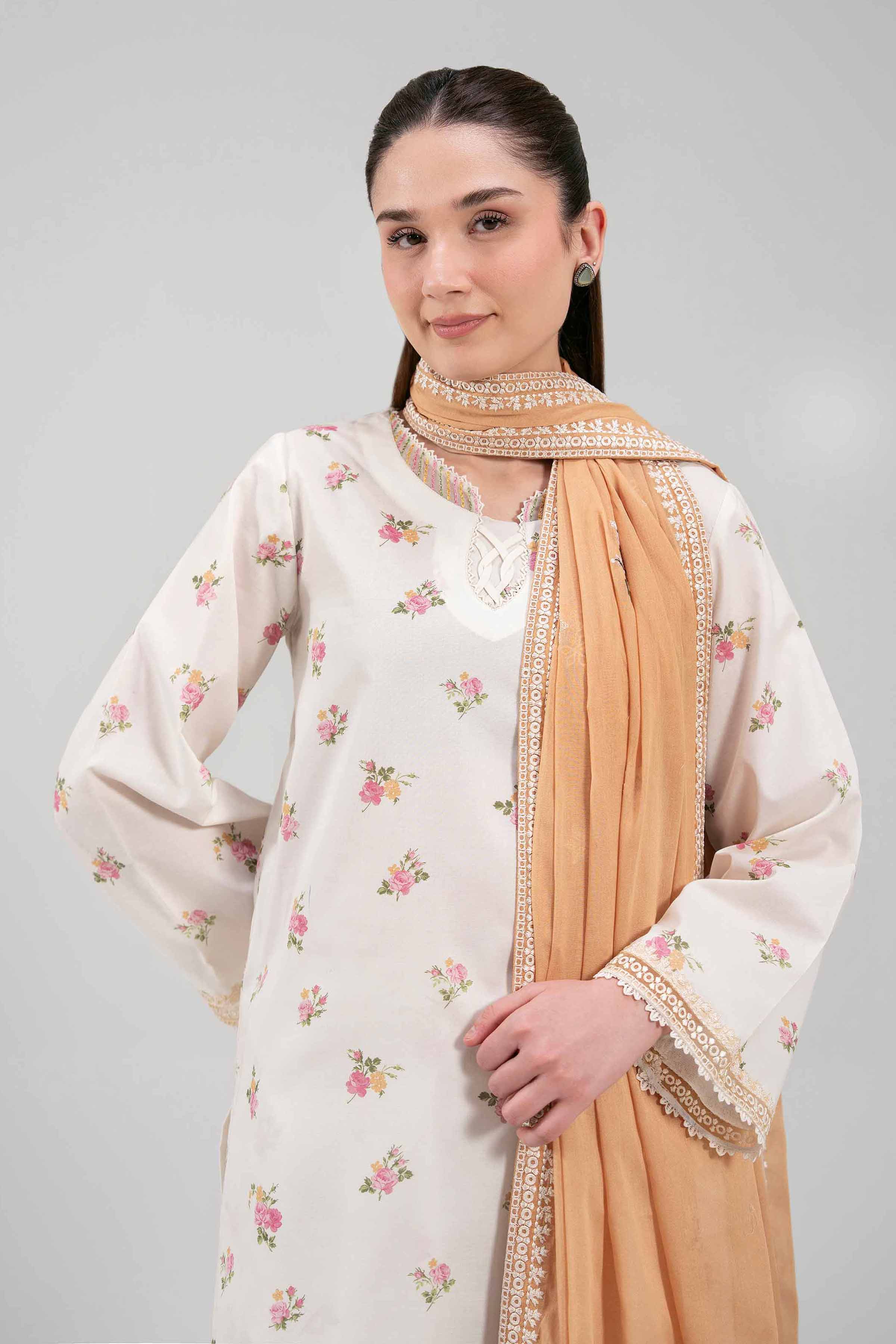 3 Piece - Printed Embroidered Suit - 42601265