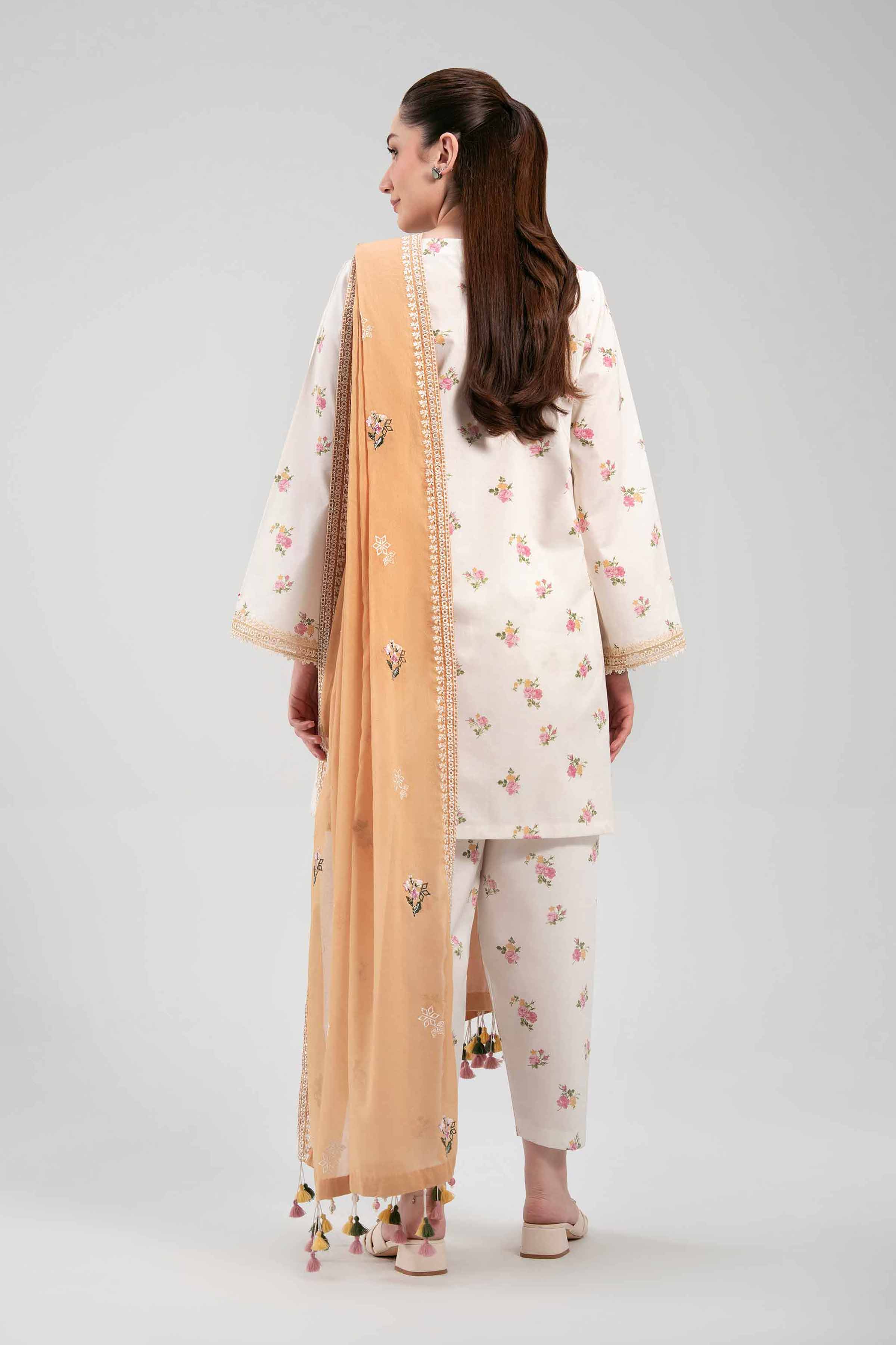 3 Piece - Printed Embroidered Suit - 42601265