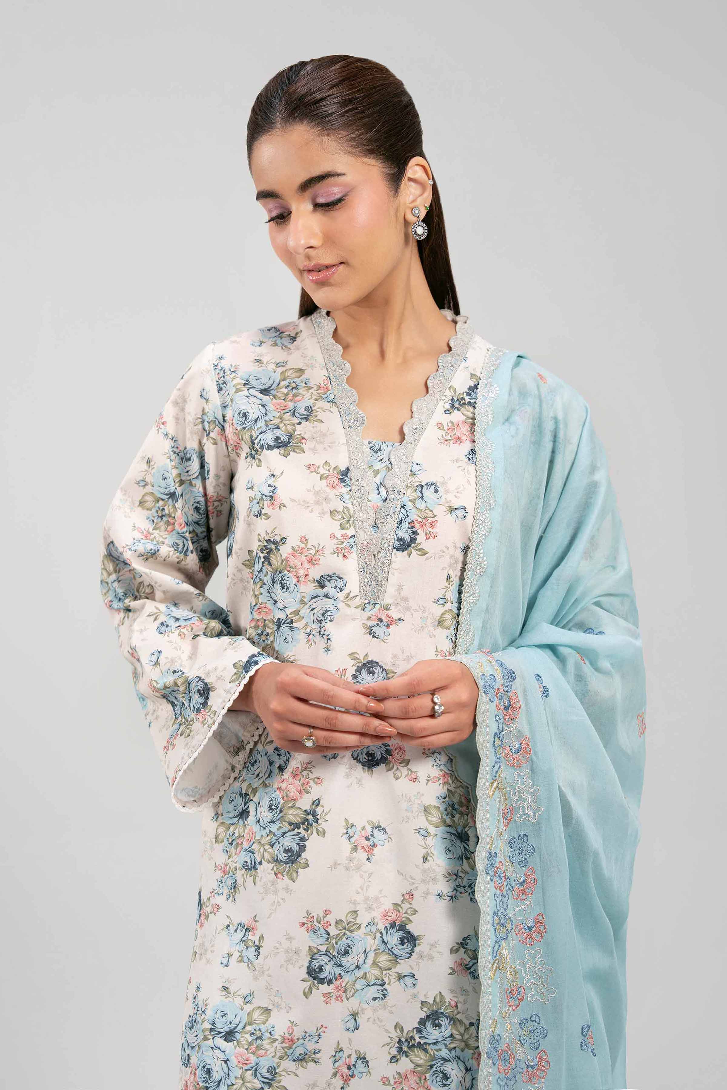 3 Piece - Printed Embroidered Suit - 42601270