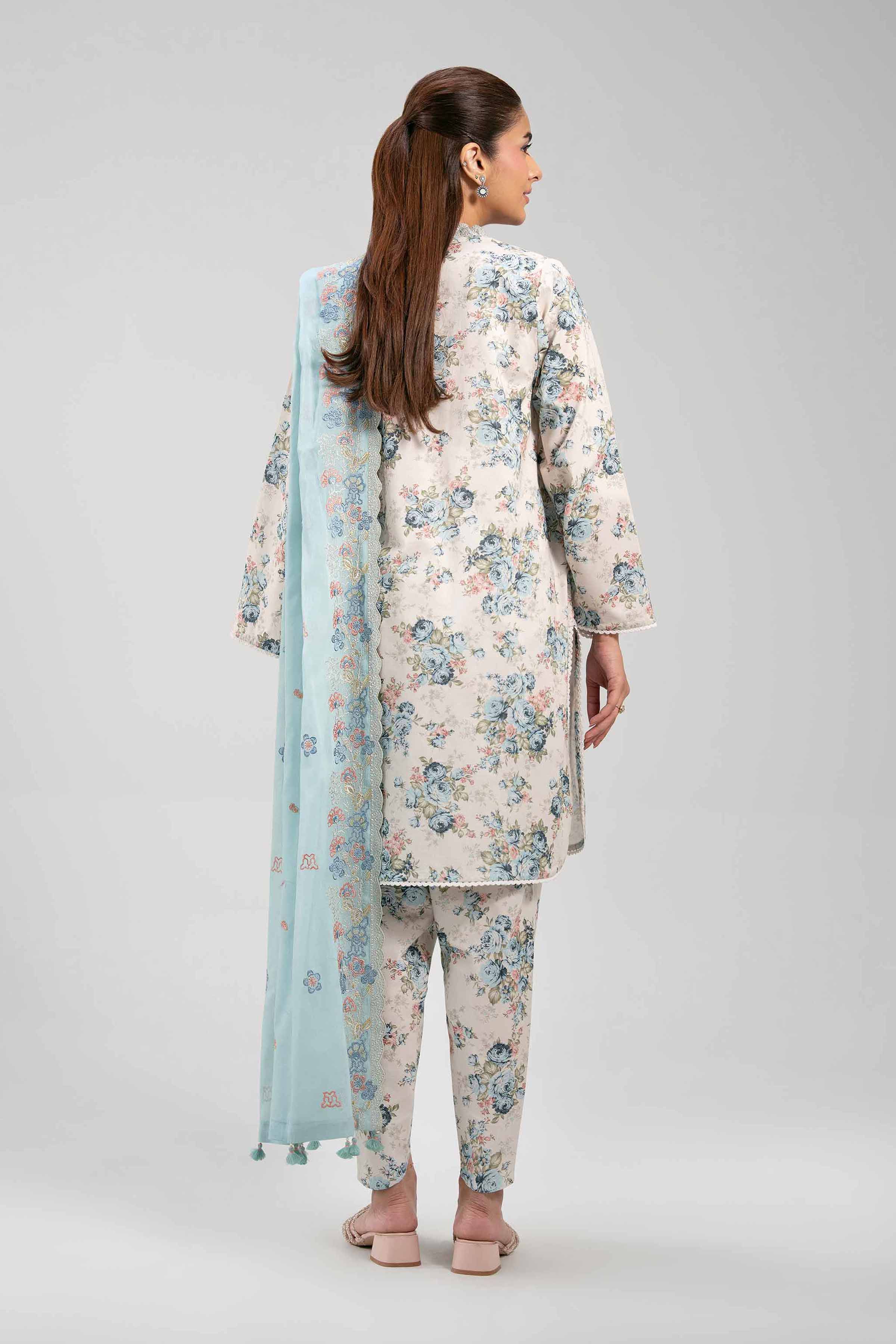 3 Piece - Printed Embroidered Suit - 42601270