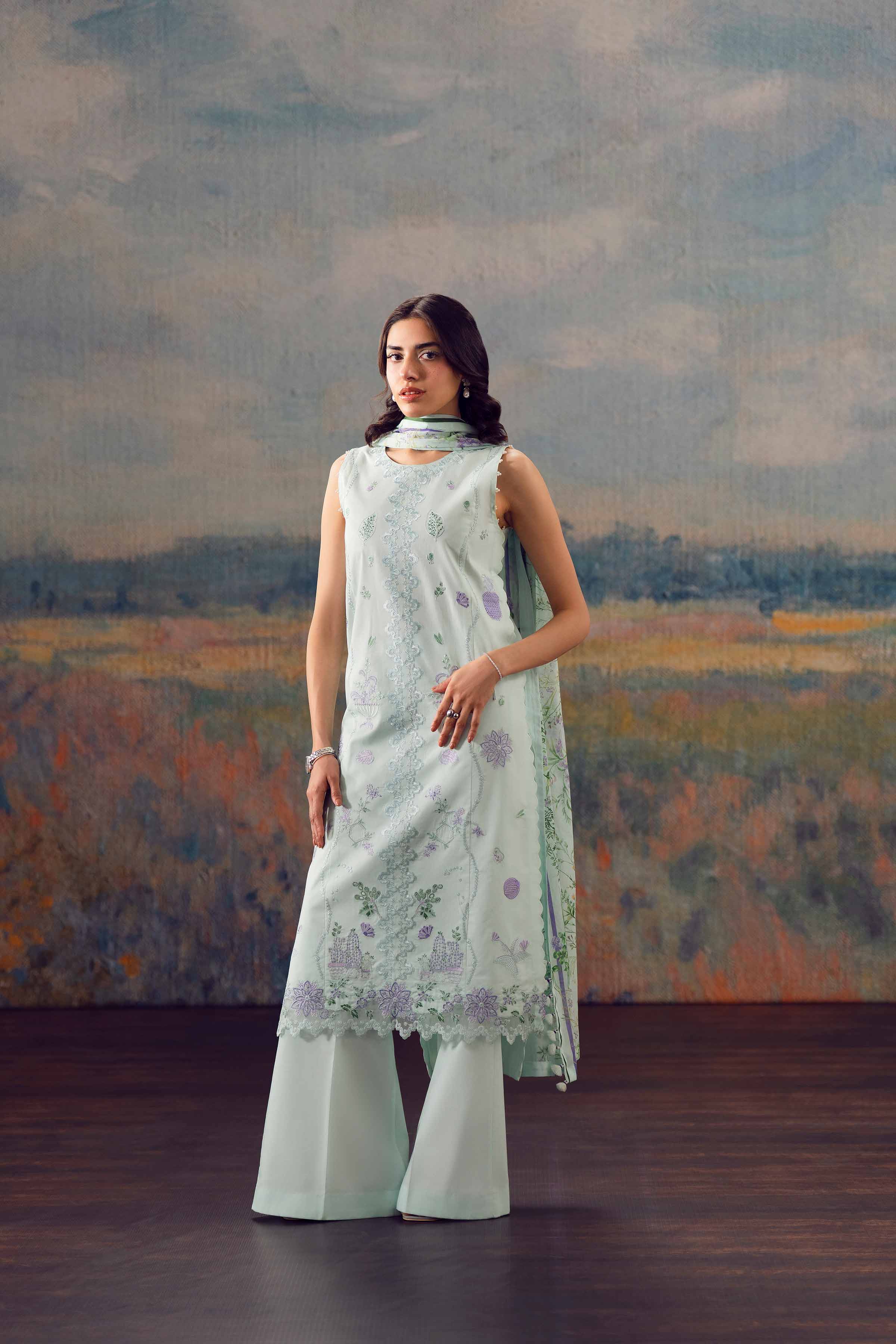 3 Piece - Printed Embroidered Suit - 42601280