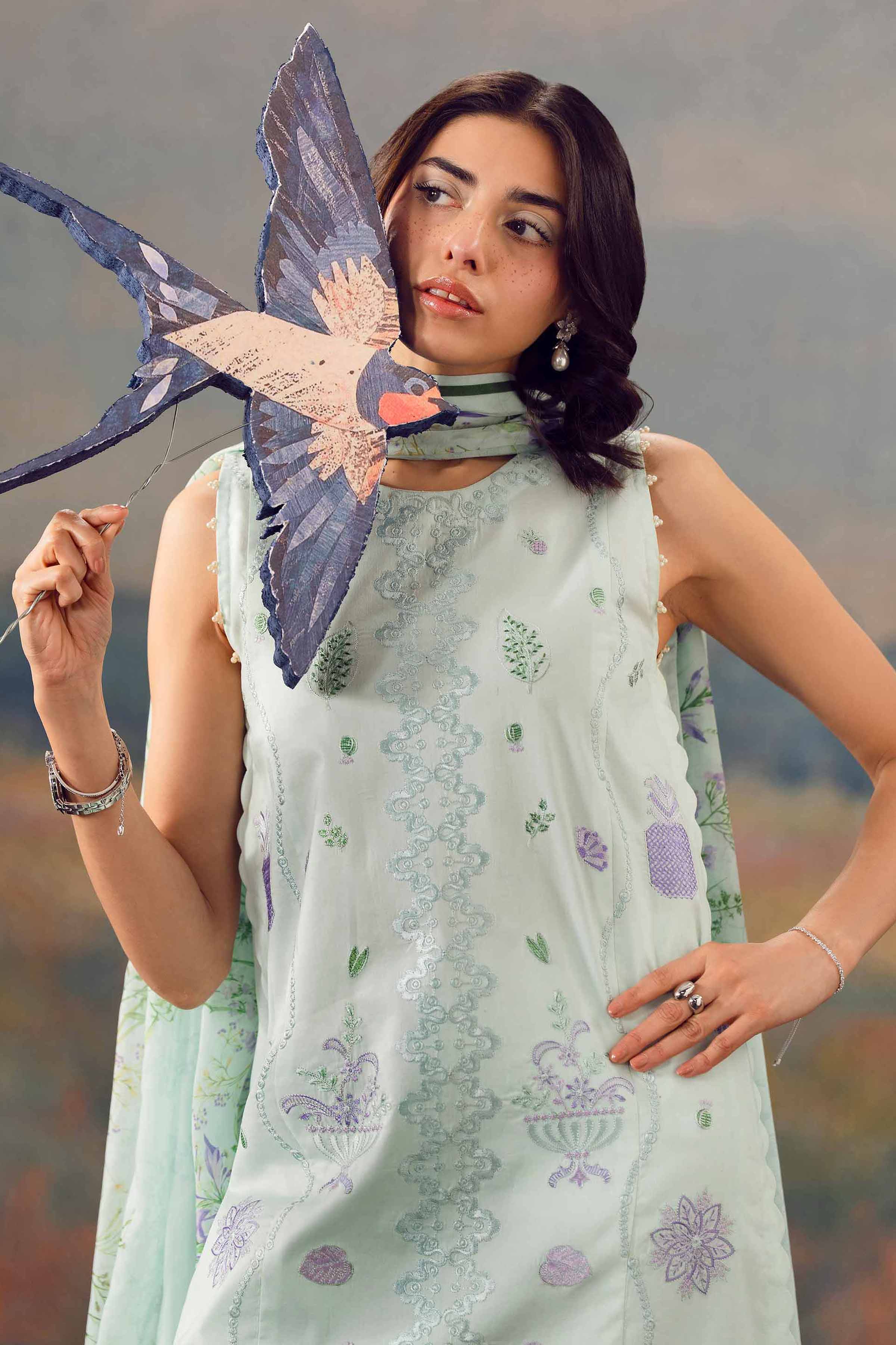 3 Piece - Printed Embroidered Suit - 42601280