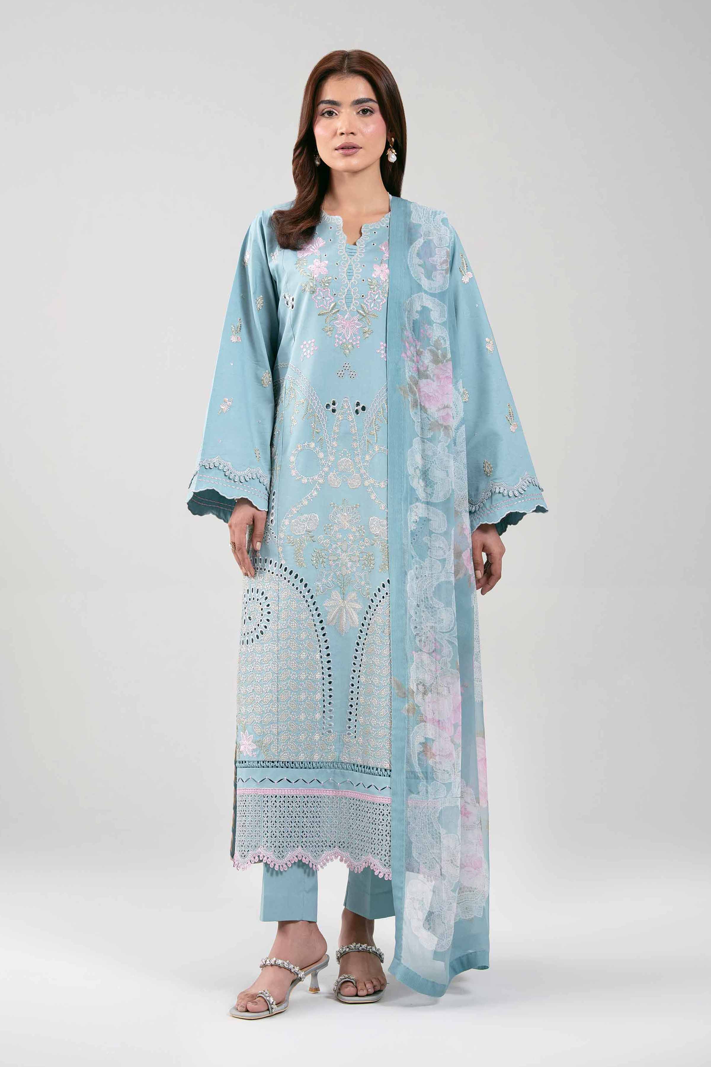 3 Piece - Digital Printed Embroidered Suit - 42601281