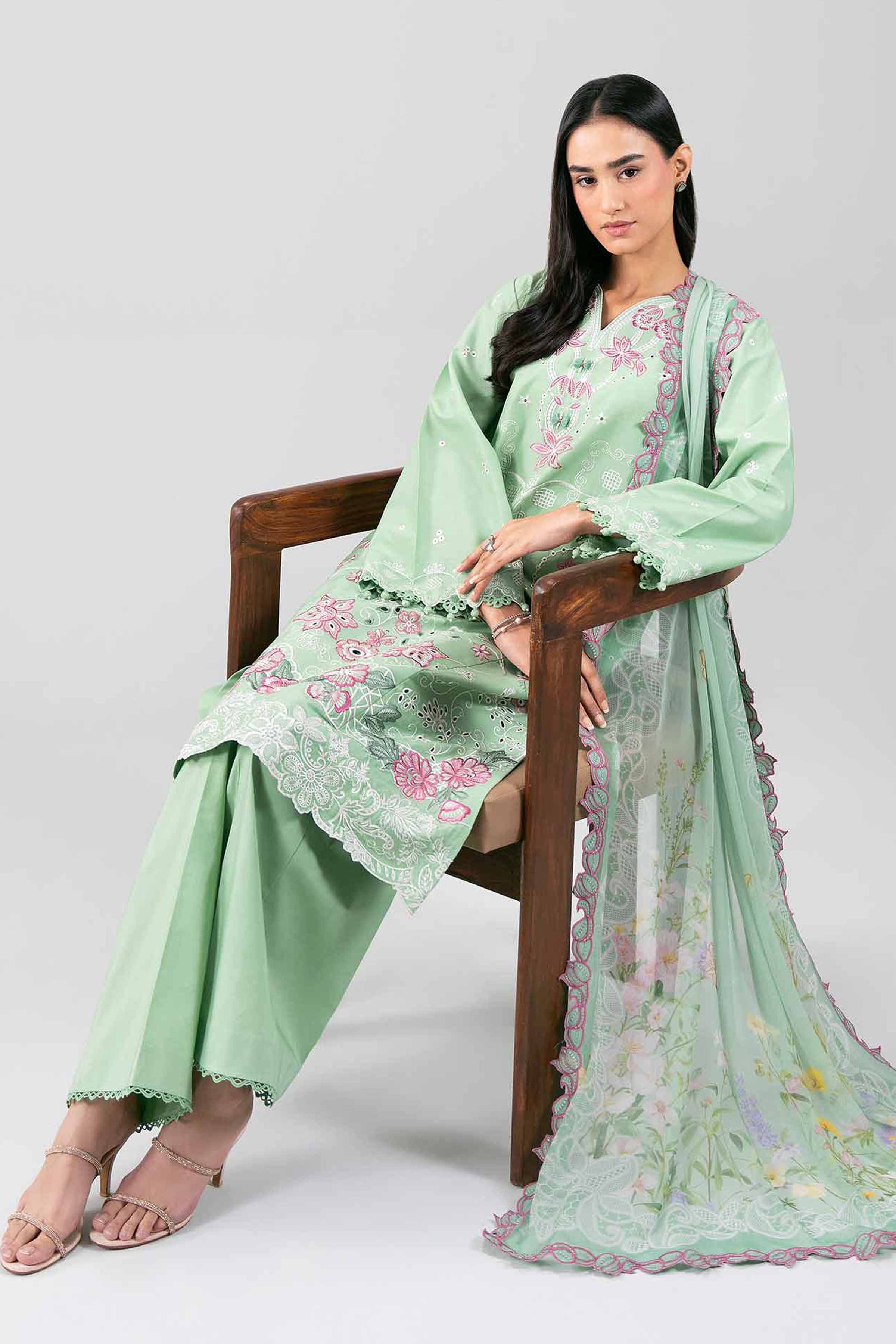 3 Piece - Digital Printed Embroidered Suit - 42601282