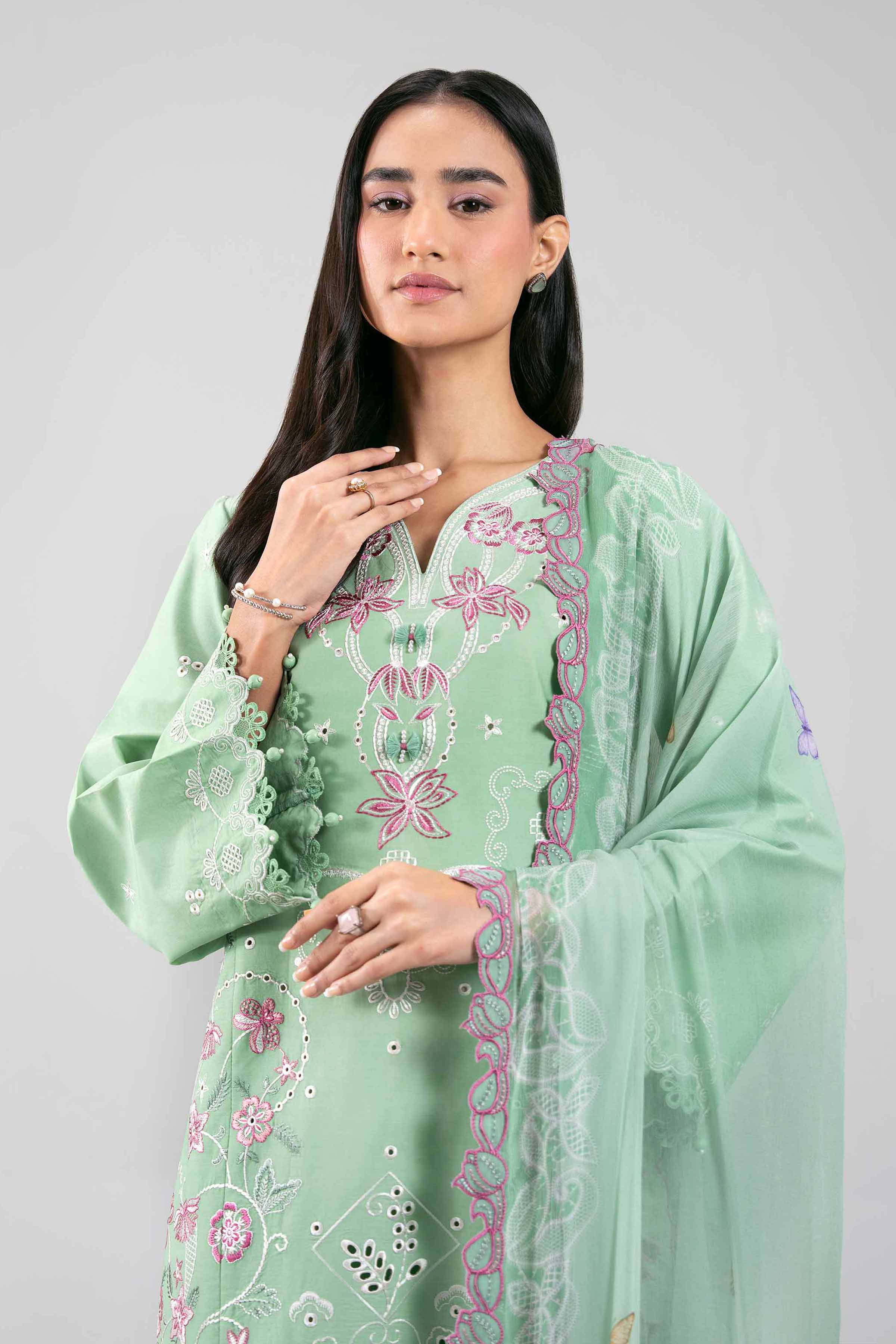 3 Piece - Digital Printed Embroidered Suit - 42601282
