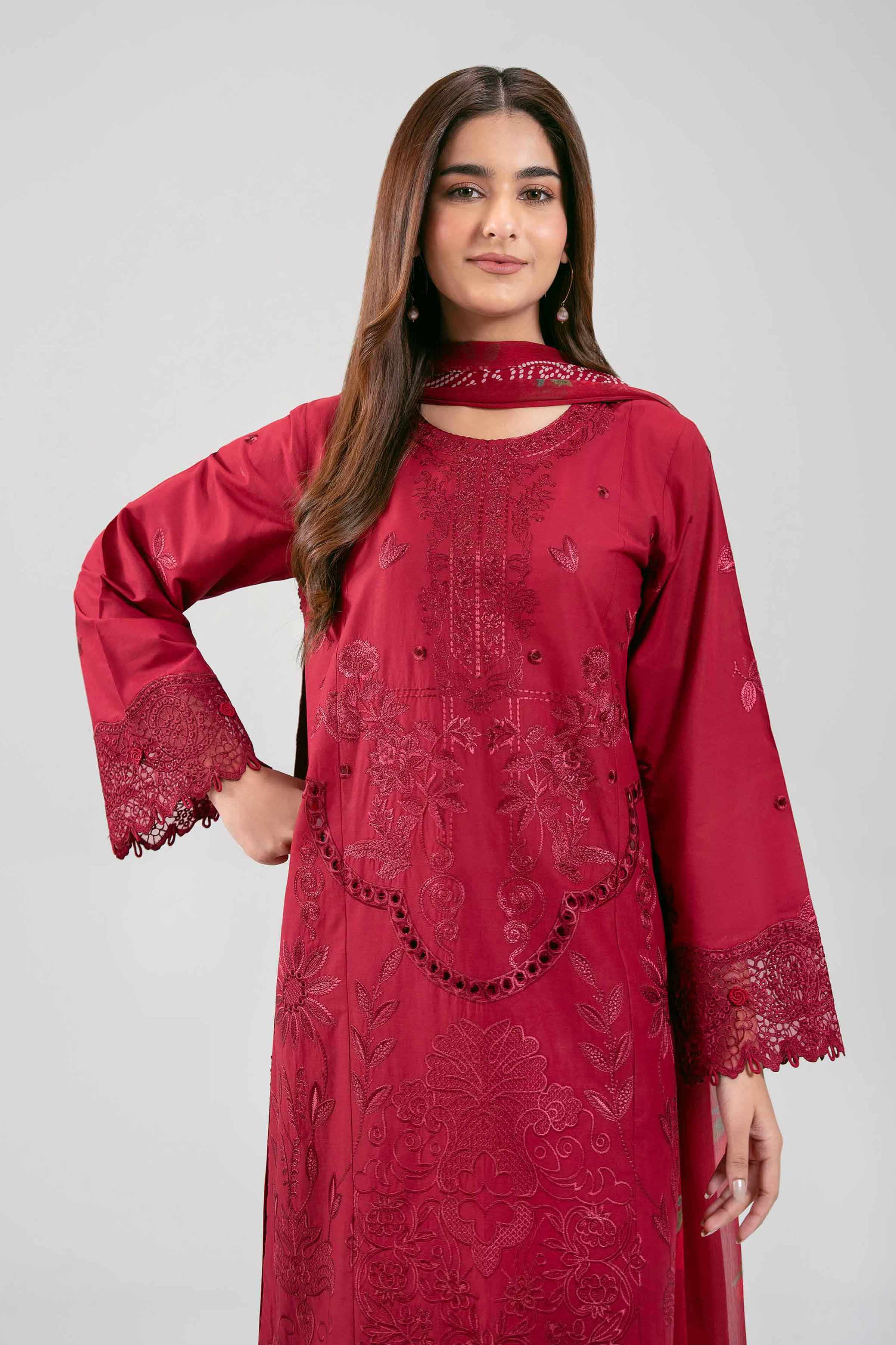 3 Piece - Digital Printed Embroidered Suit - 42601285