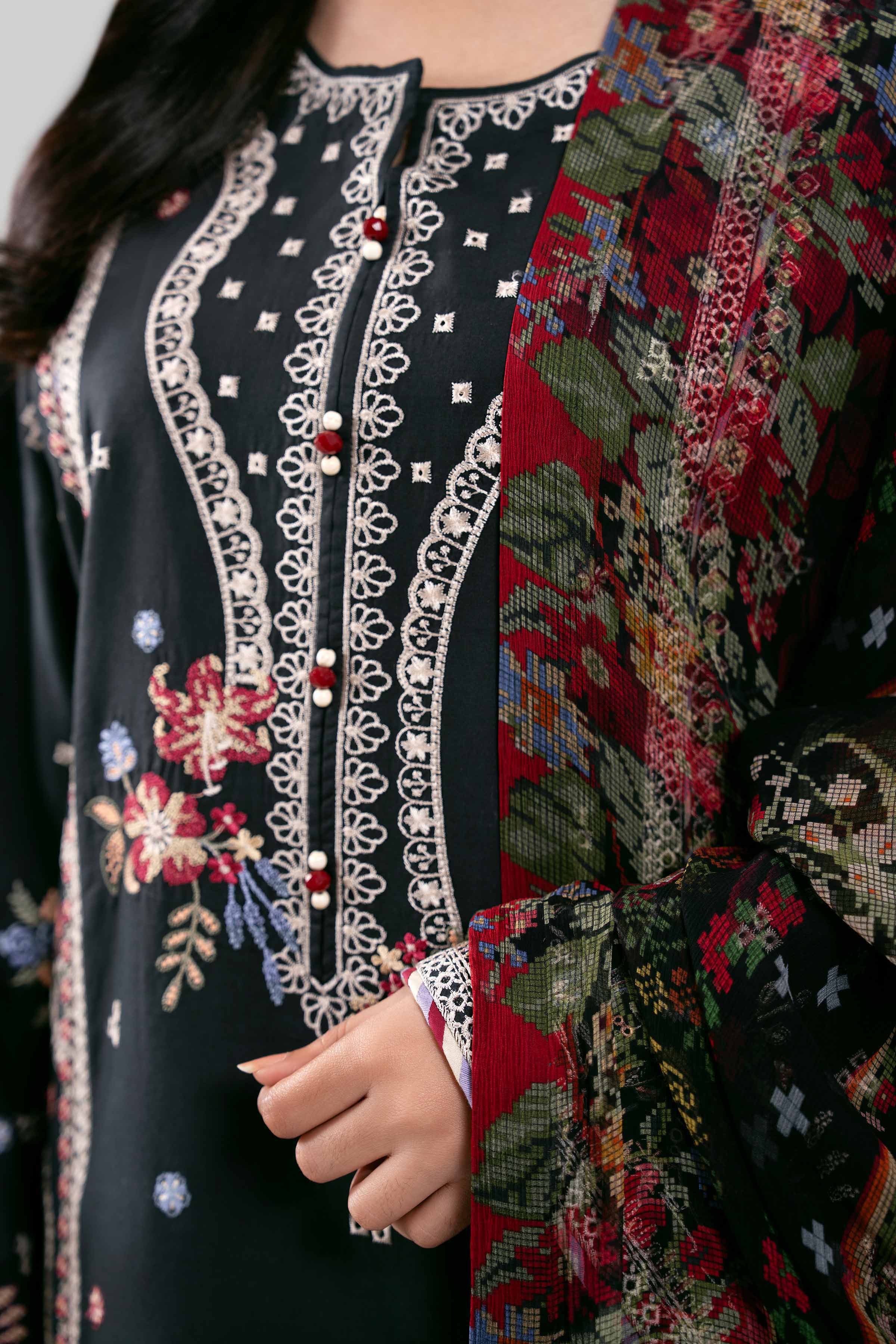 3 Piece - Digital Printed Embroidered Suit - 42601289