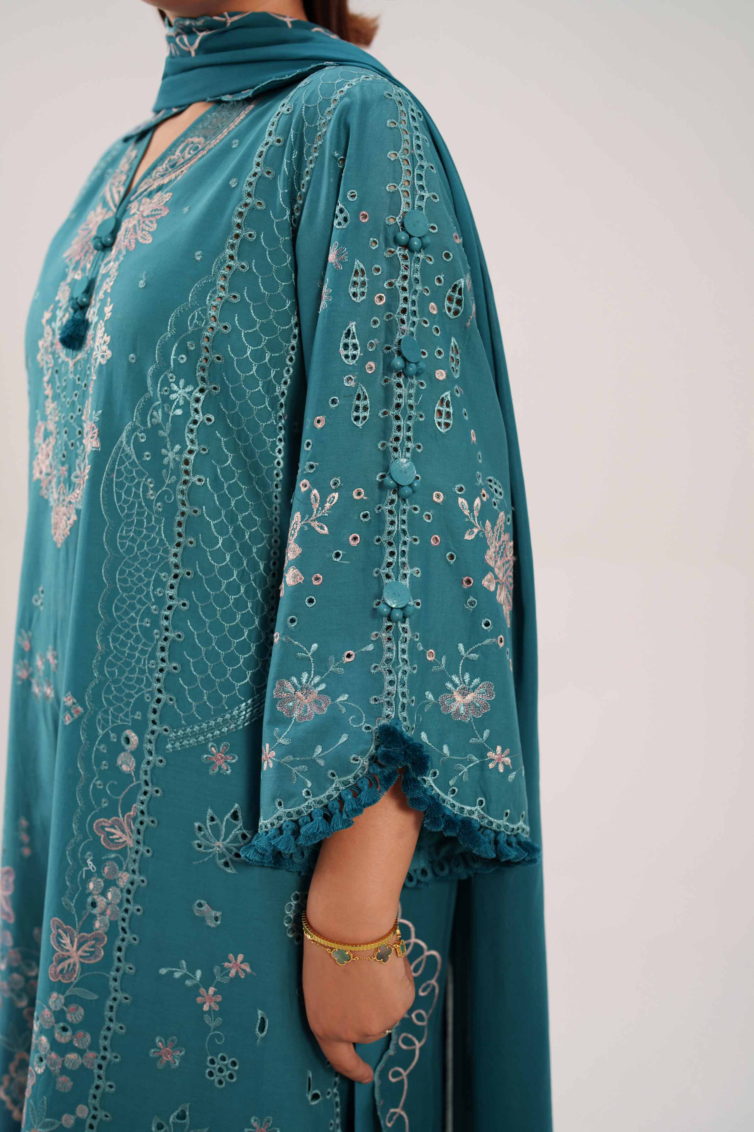 3 Piece - Embroidered Suit - 42601292 Green Cambric 3PC Embroidered