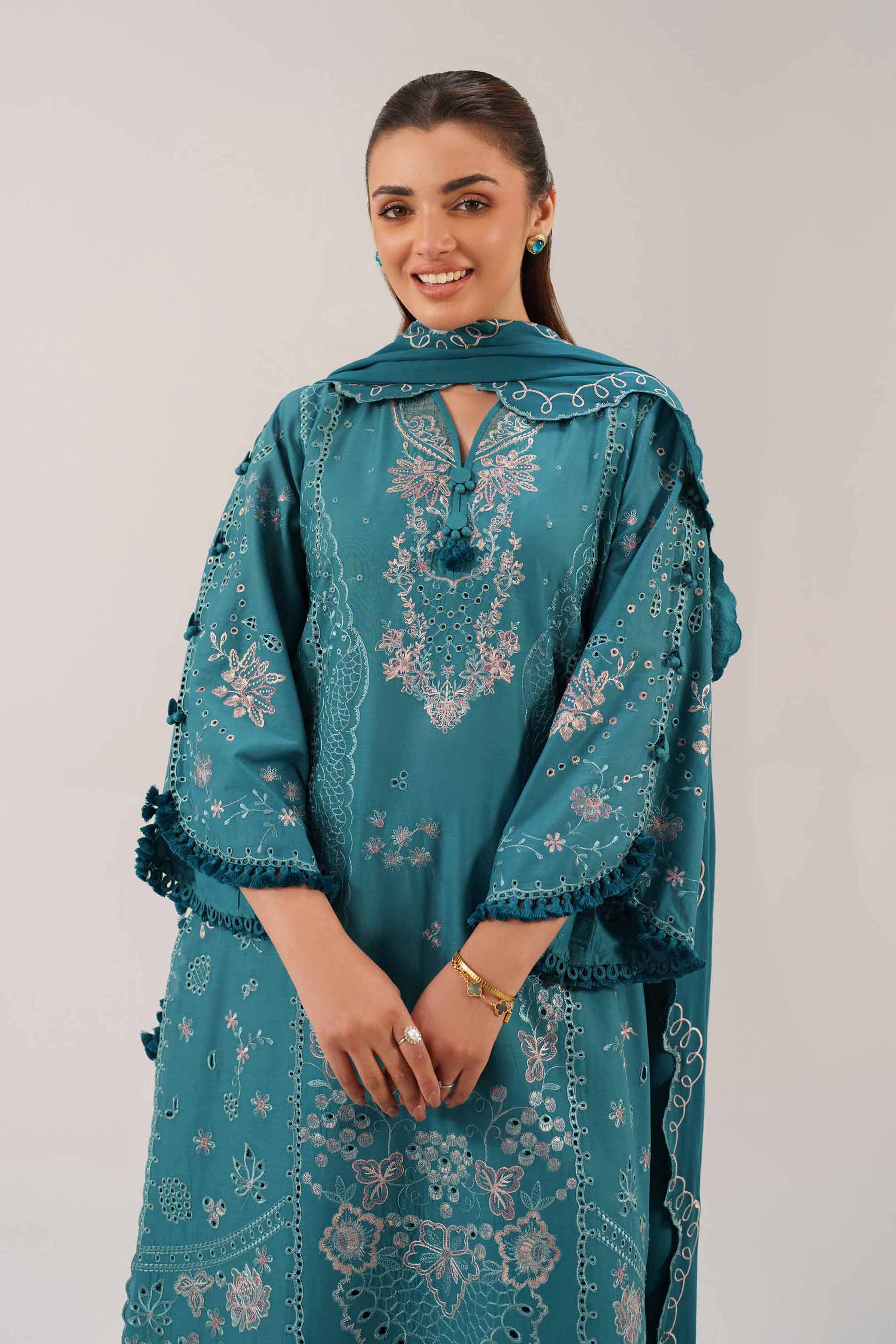 3 Piece - Embroidered Suit - 42601292 Green Cambric 3PC Embroidered