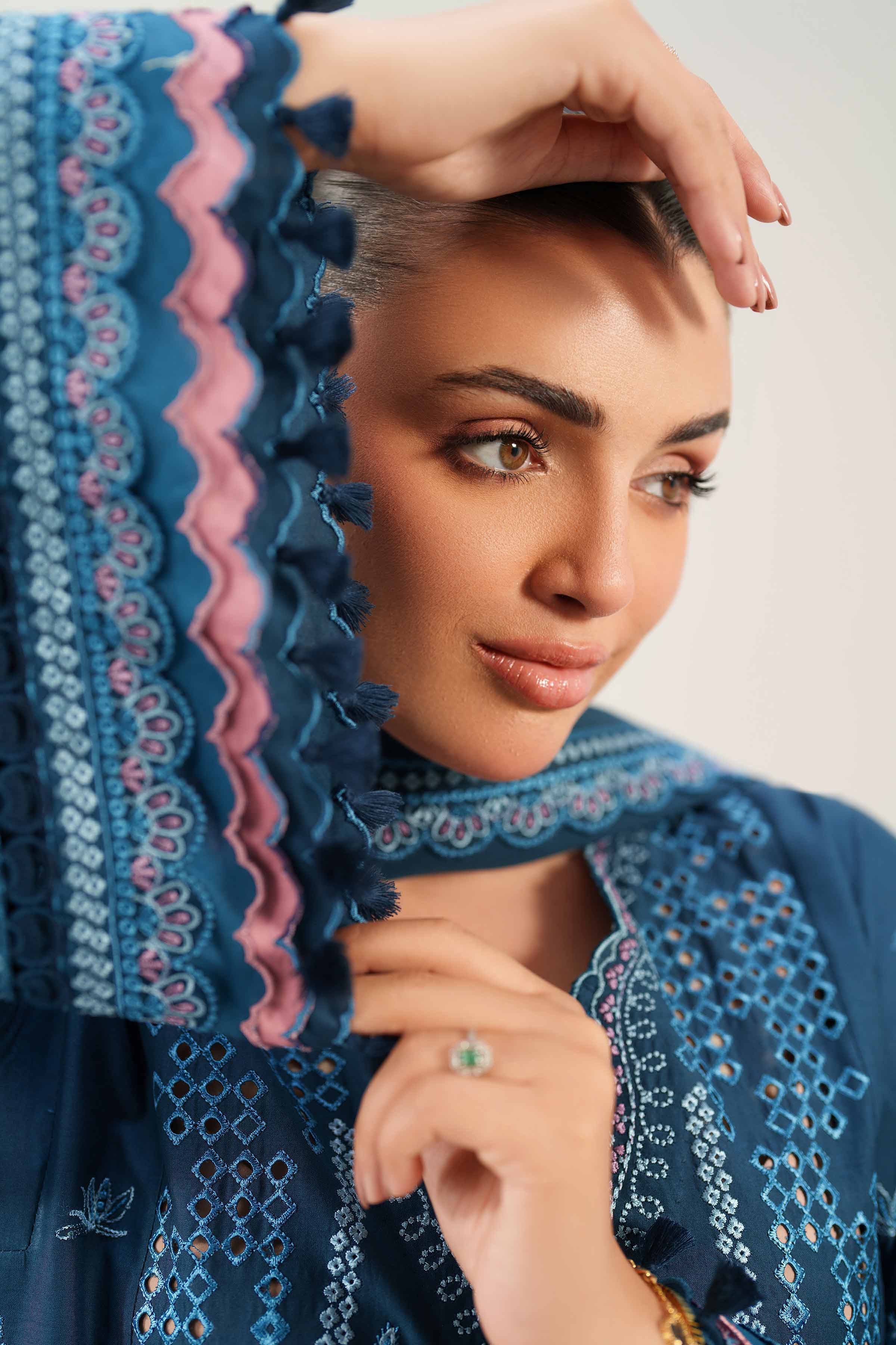 3 Piece - Embroidered Suit - 42601293 Blue Cambric 3PC Embroidered