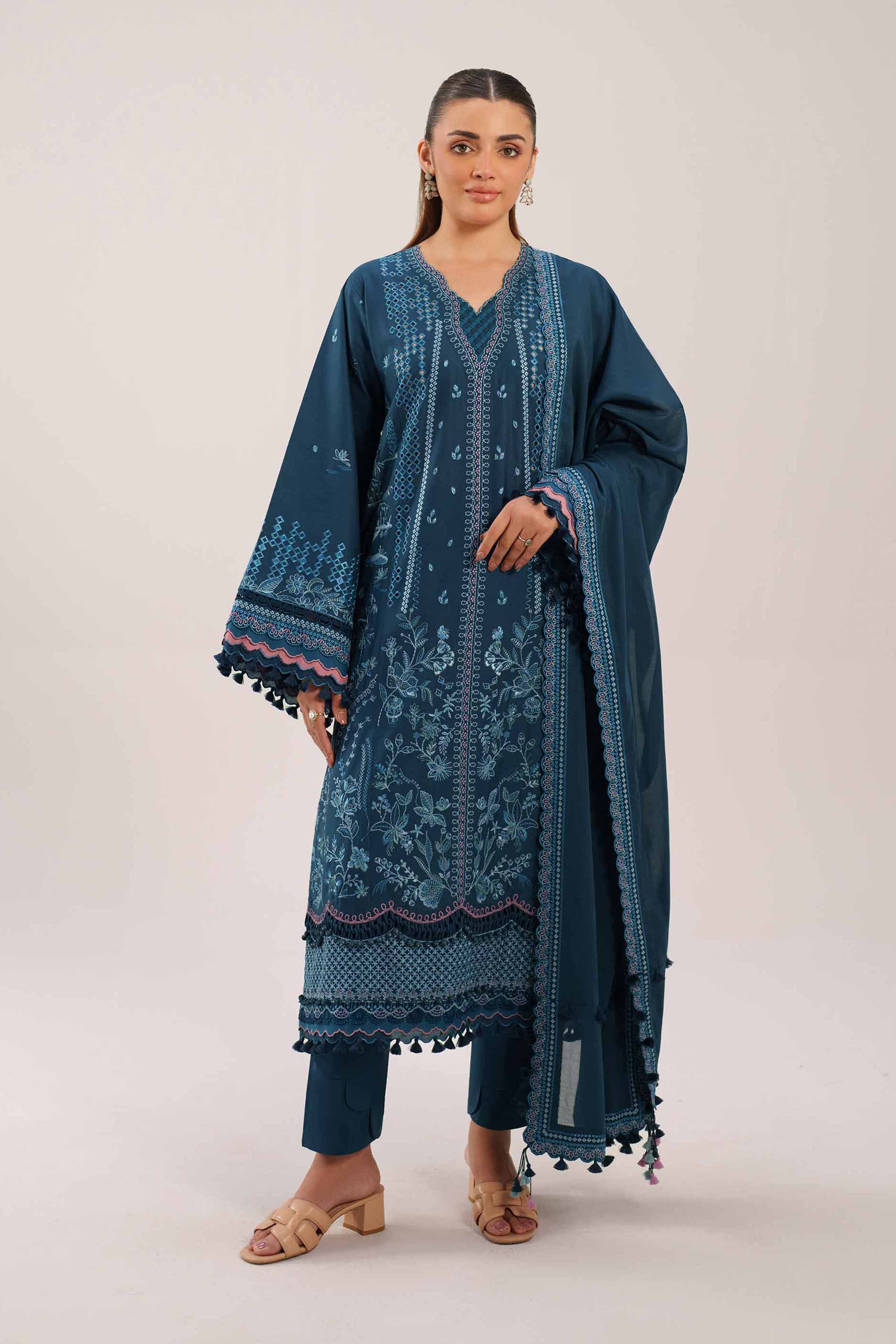 3 Piece - Embroidered Suit - 42601293 Blue Cambric 3PC Embroidered