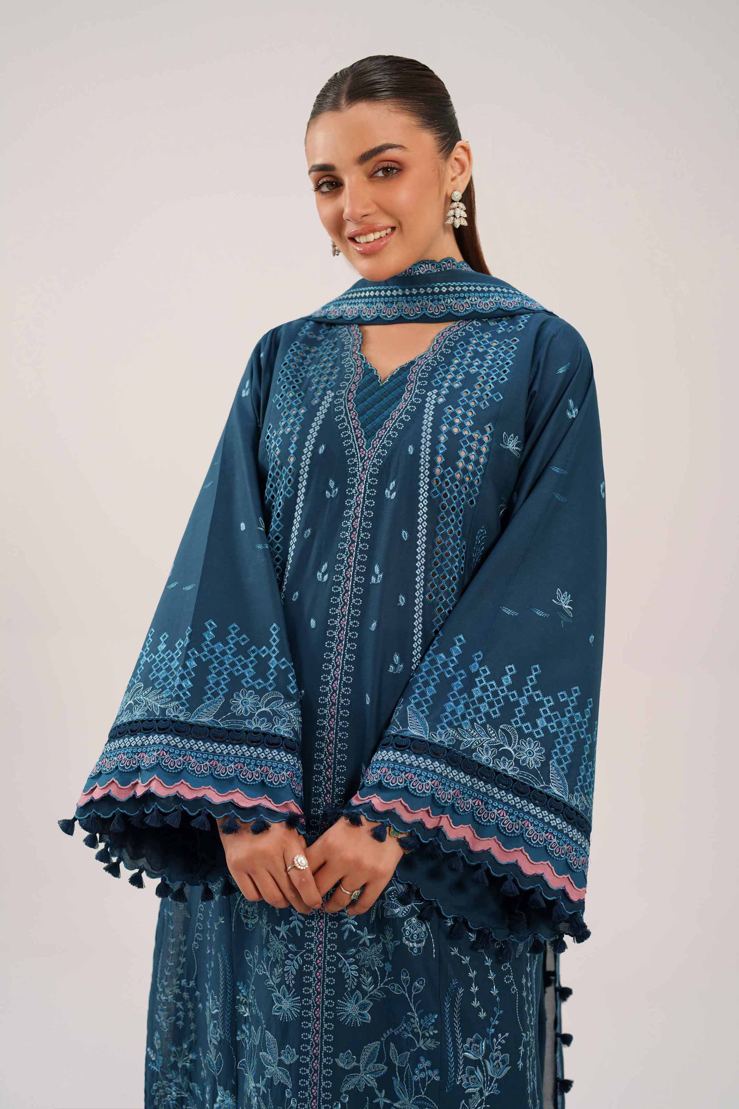 3 Piece - Embroidered Suit - 42601293 Blue Cambric 3PC Embroidered