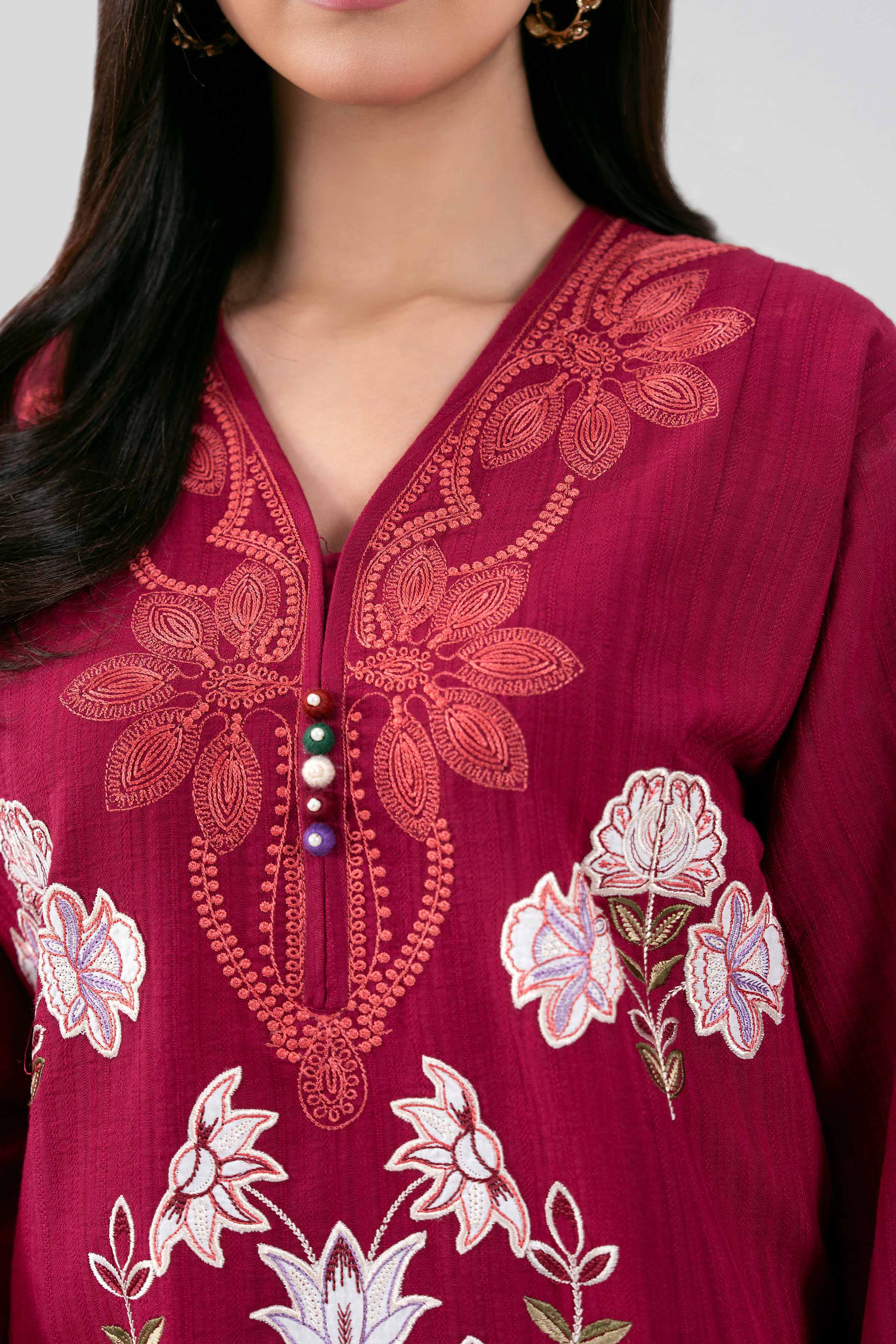 3 Piece - Digital Printed Embroidered Suit - 42601313 Red Lawn 3PC Embroidered
