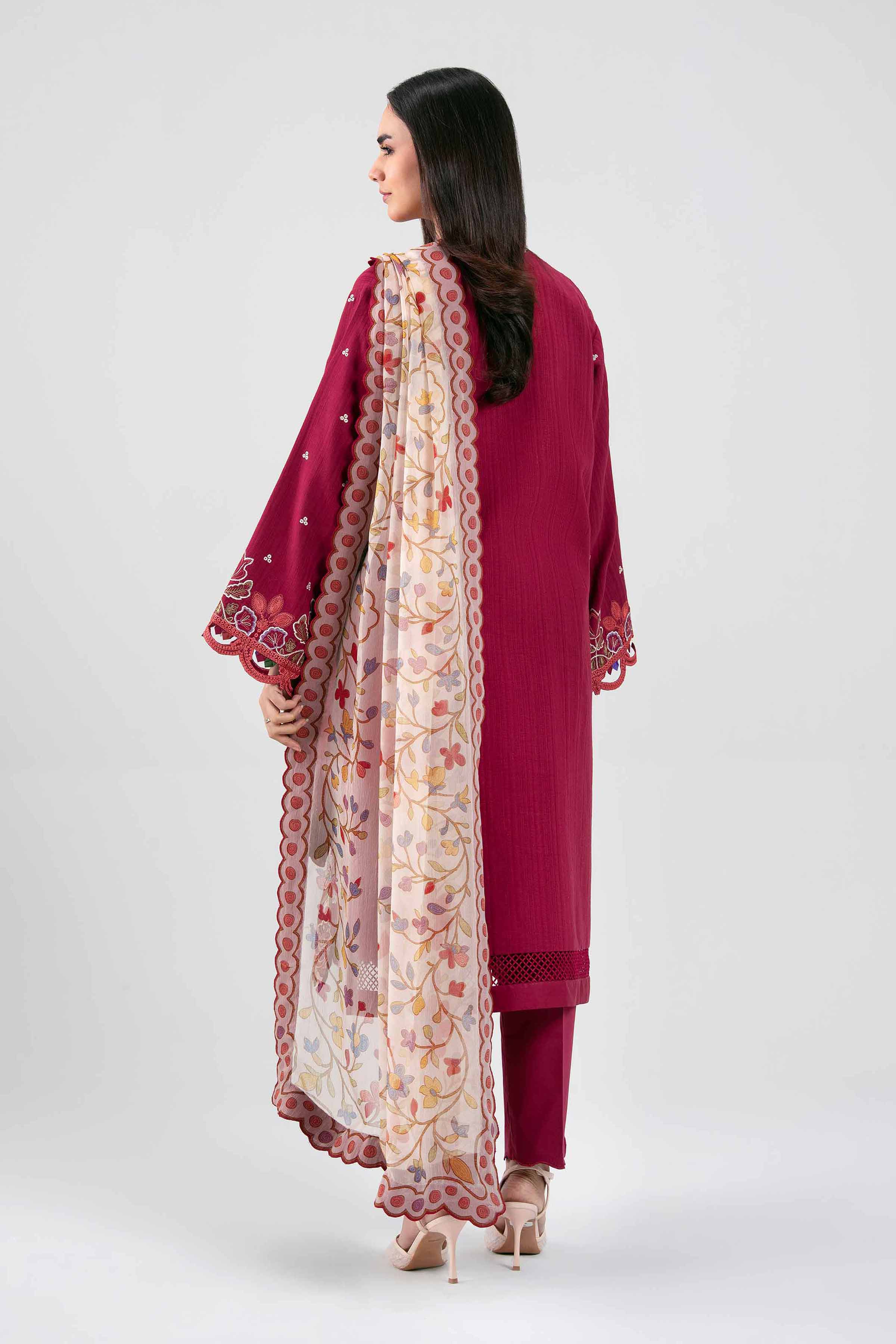 3 Piece - Digital Printed Embroidered Suit - 42601313 Red Lawn 3PC Embroidered