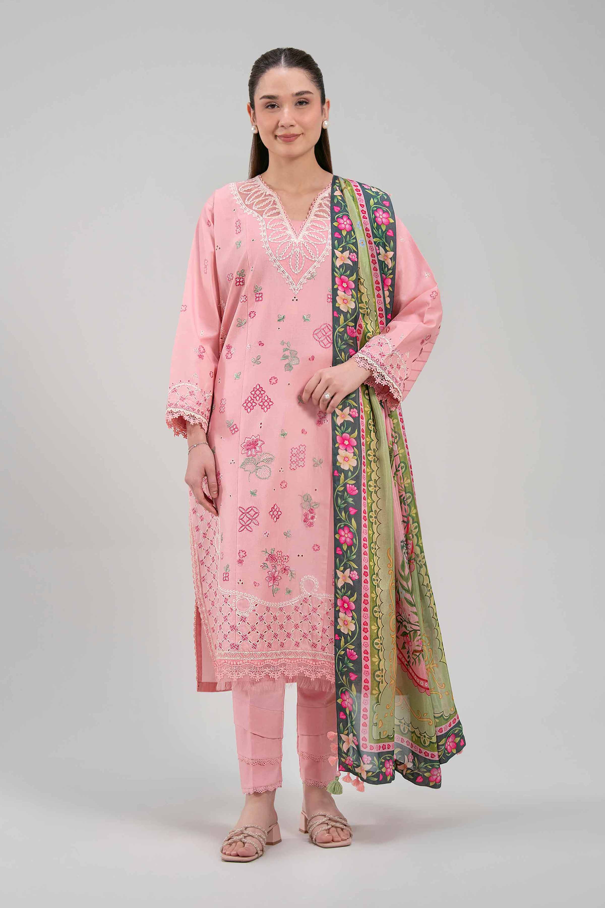 3 Piece - Digital Printed Embroidered Suit - 42601317