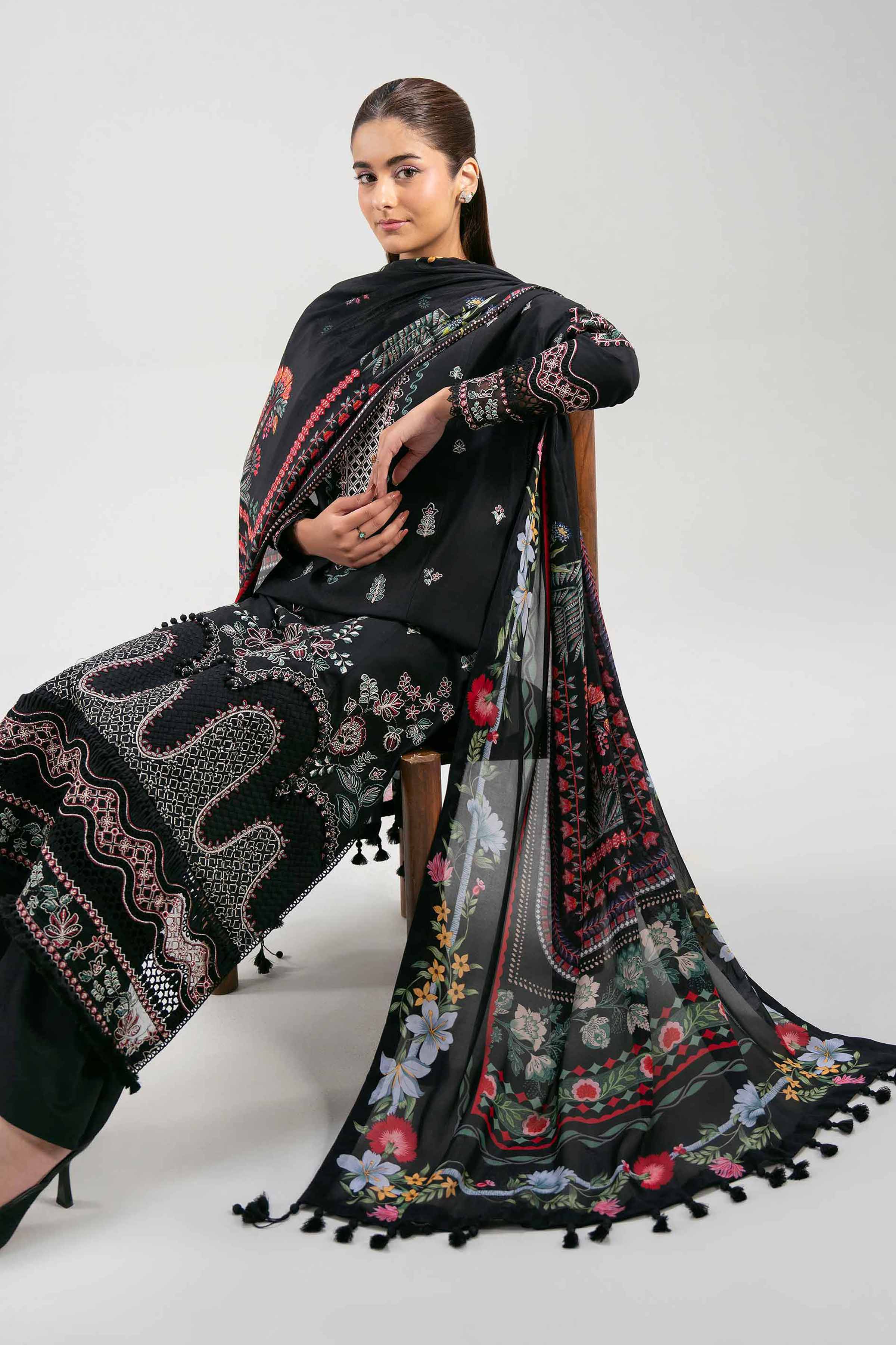 3 Piece - Digital Printed Embroidered Suit - 42601319