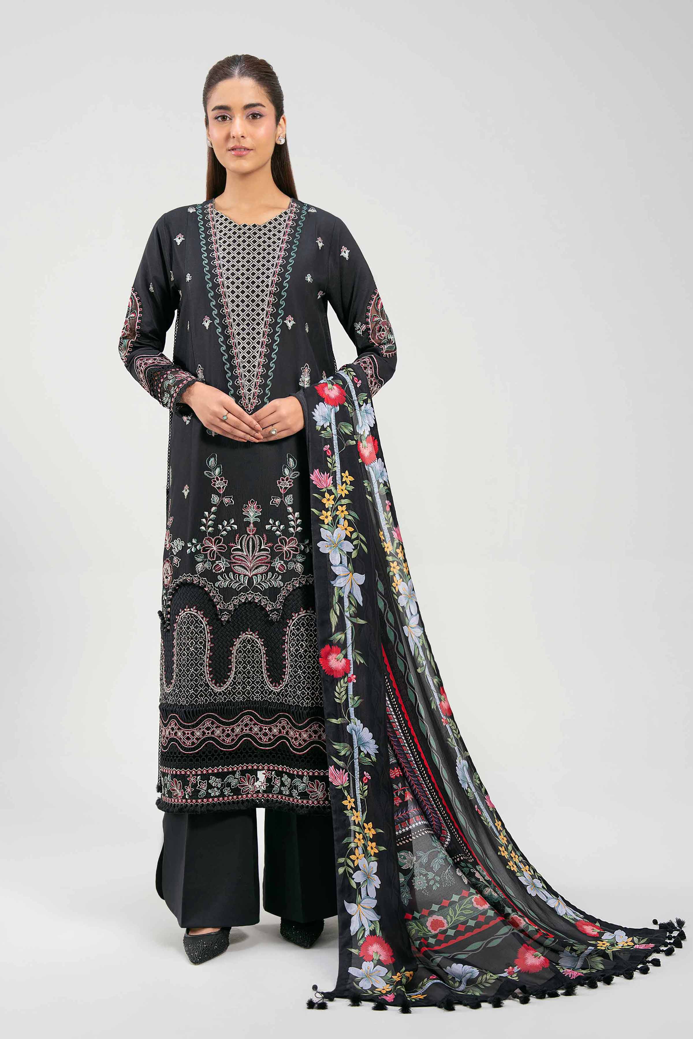 3 Piece - Digital Printed Embroidered Suit - 42601319