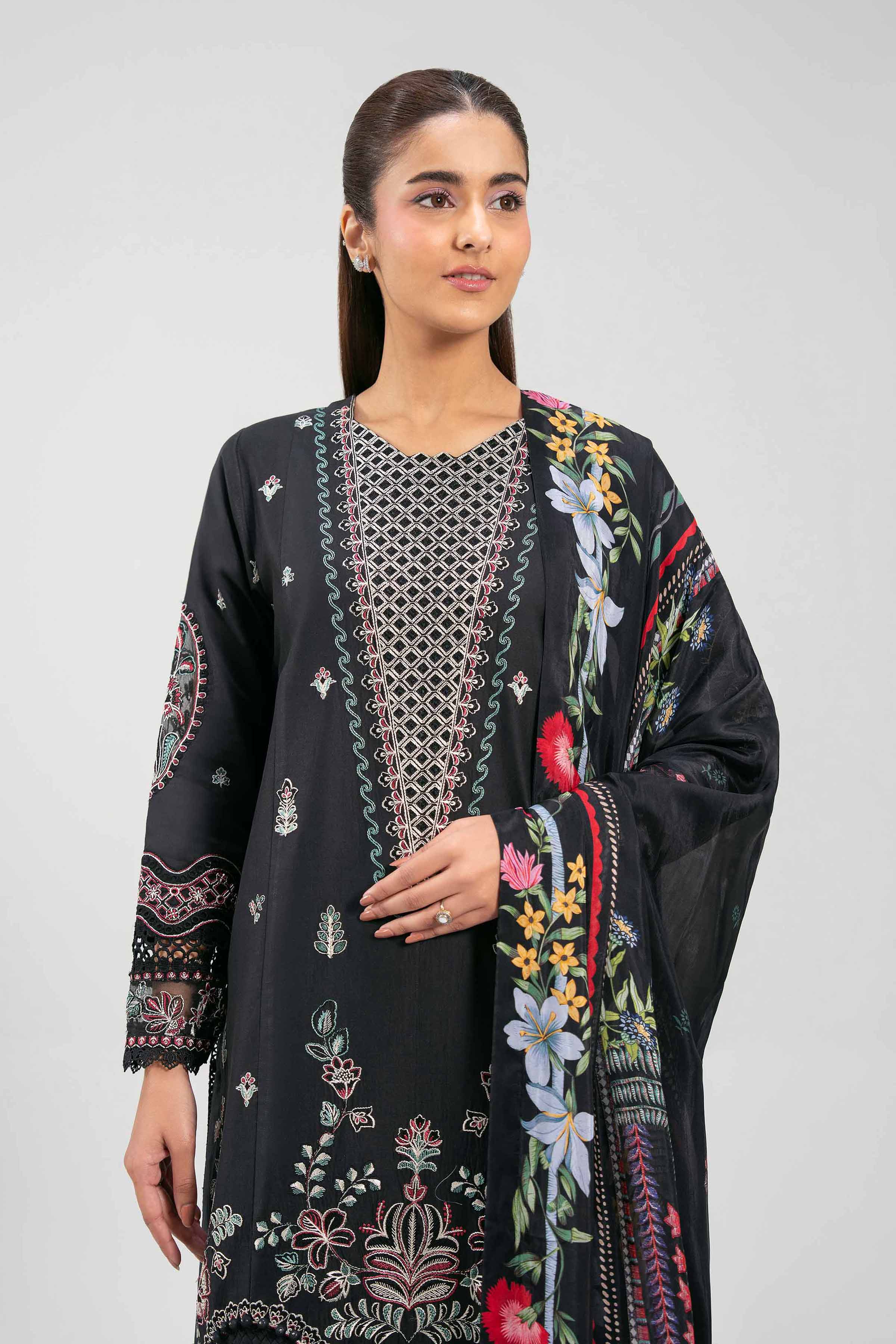 3 Piece - Digital Printed Embroidered Suit - 42601319