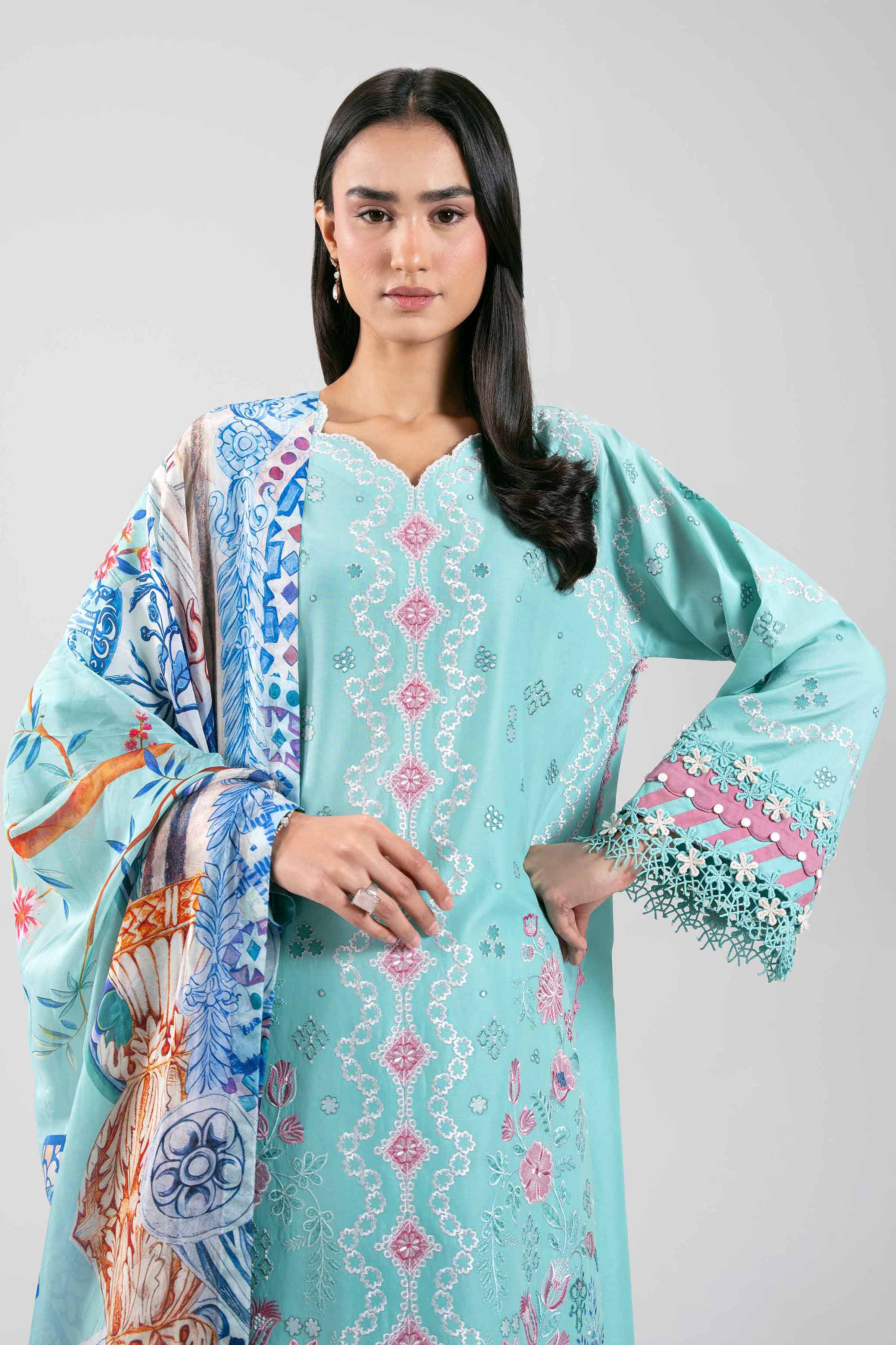 3 Piece - Digital Printed Embroidered Suit - 42601320