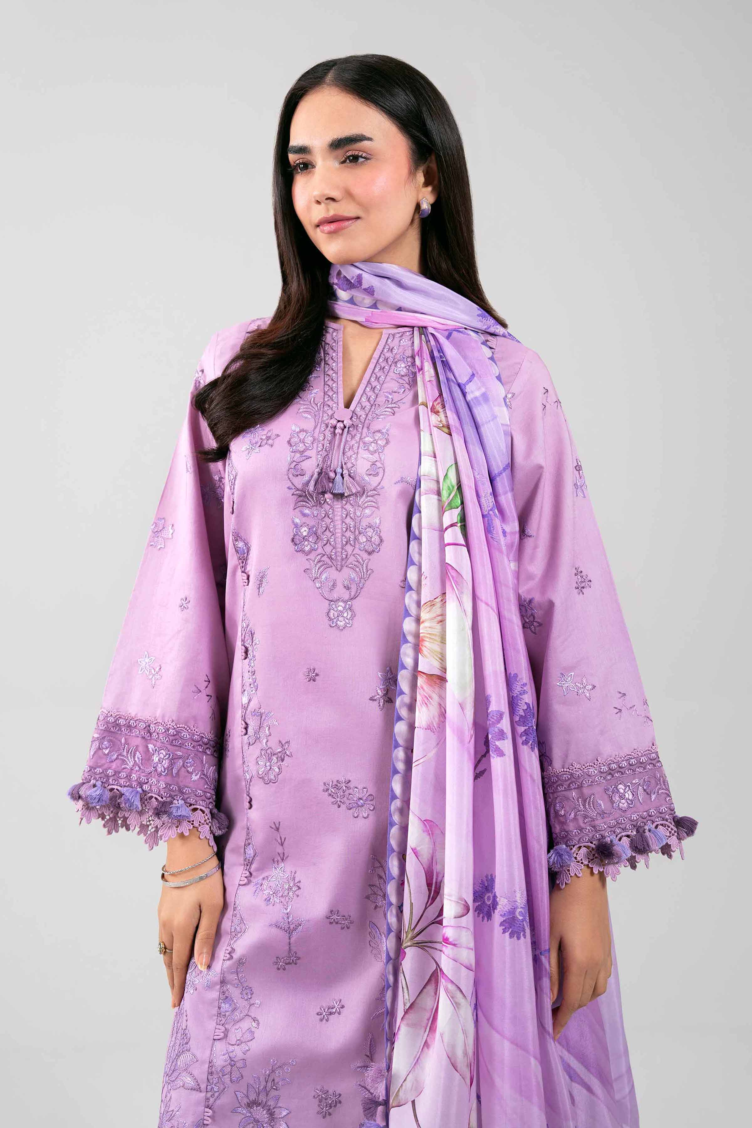 3 Piece - Digital Printed Embroidered Suit - 42601321