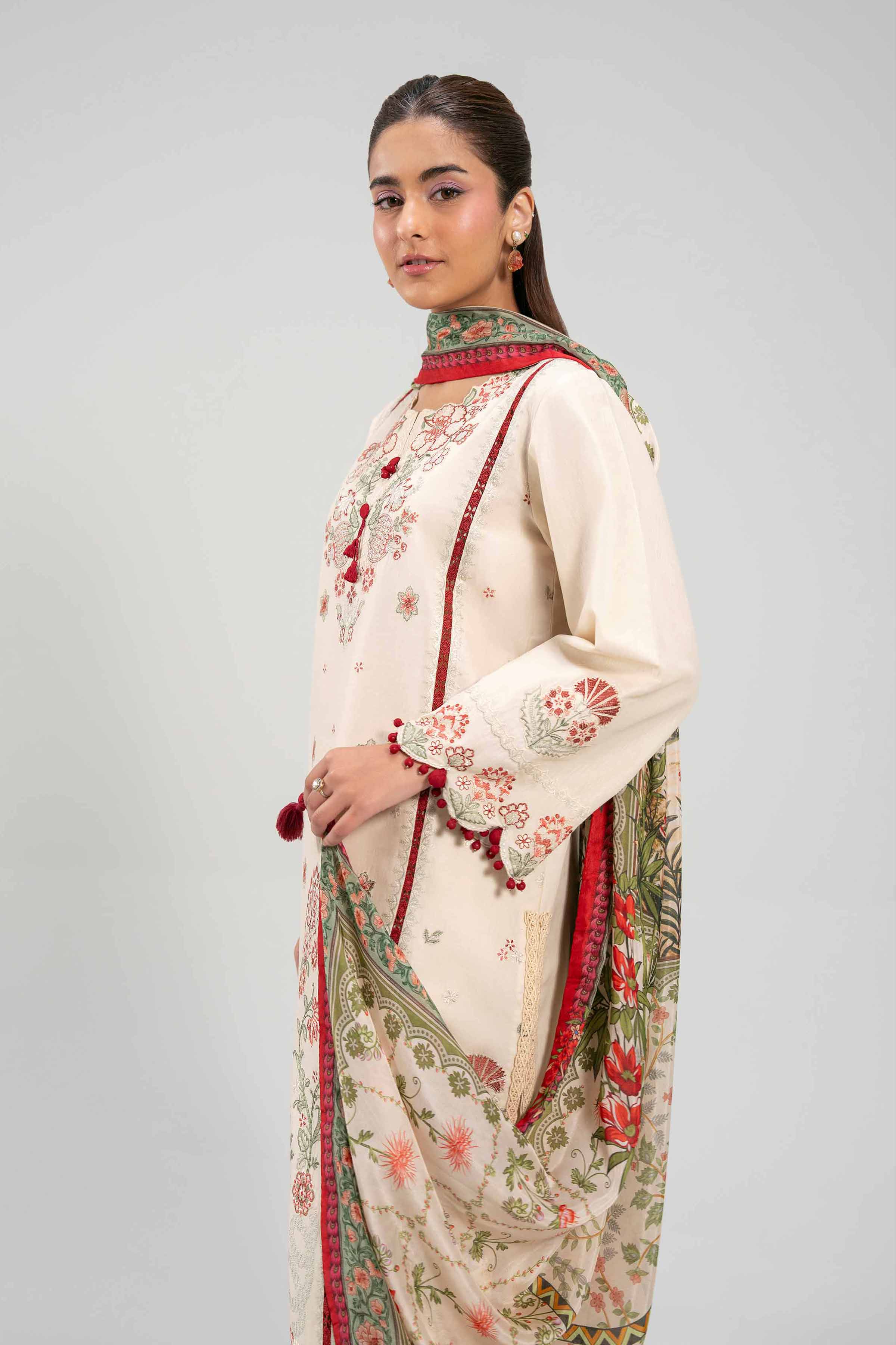 3 Piece - Digital Printed Embroidered Suit - 42601322 Beige Lawn 3PC Embroidered