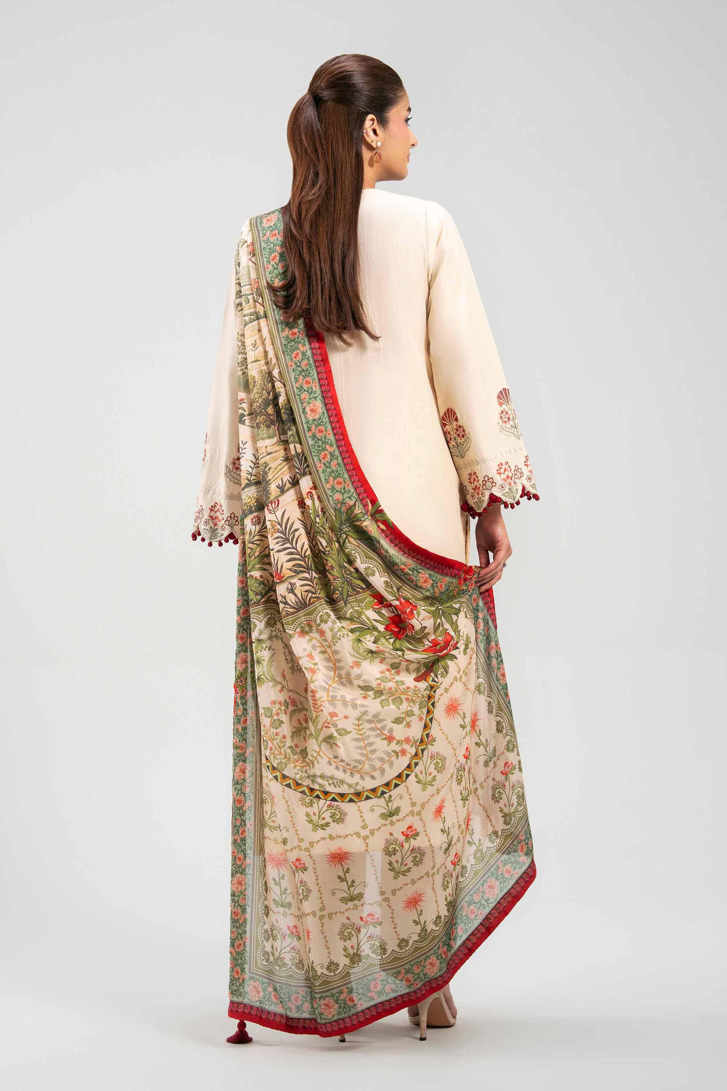 3 Piece - Digital Printed Embroidered Suit - 42601322 Beige Lawn 3PC Embroidered
