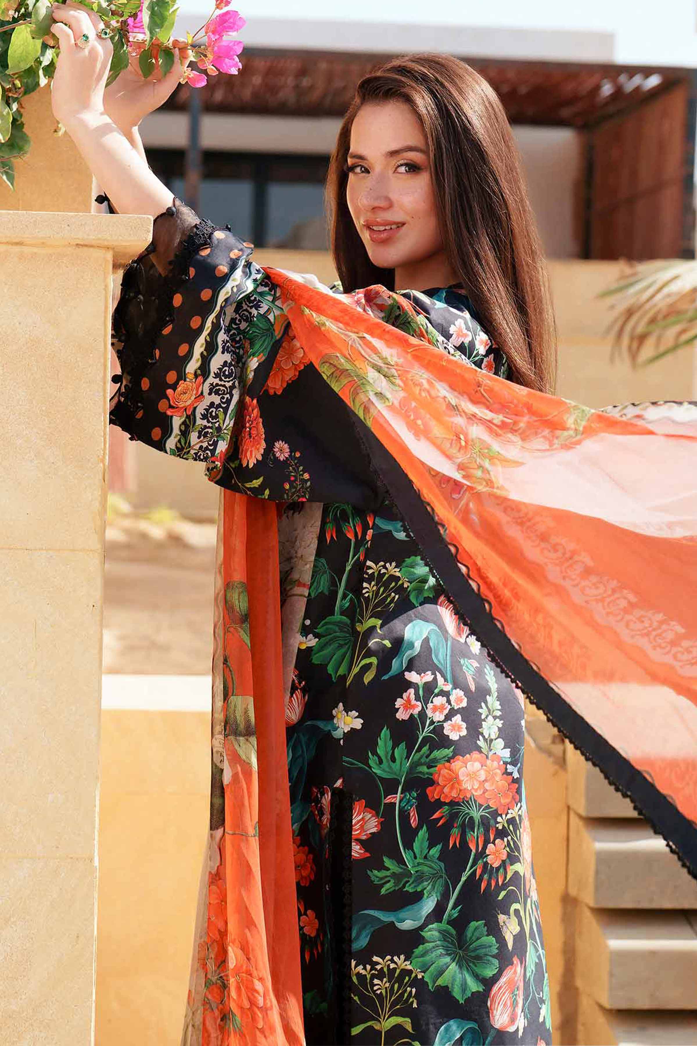 3 Piece - Digital Printed Embroidered Suit - 42601324 Black Cambric 3PC Embroidered