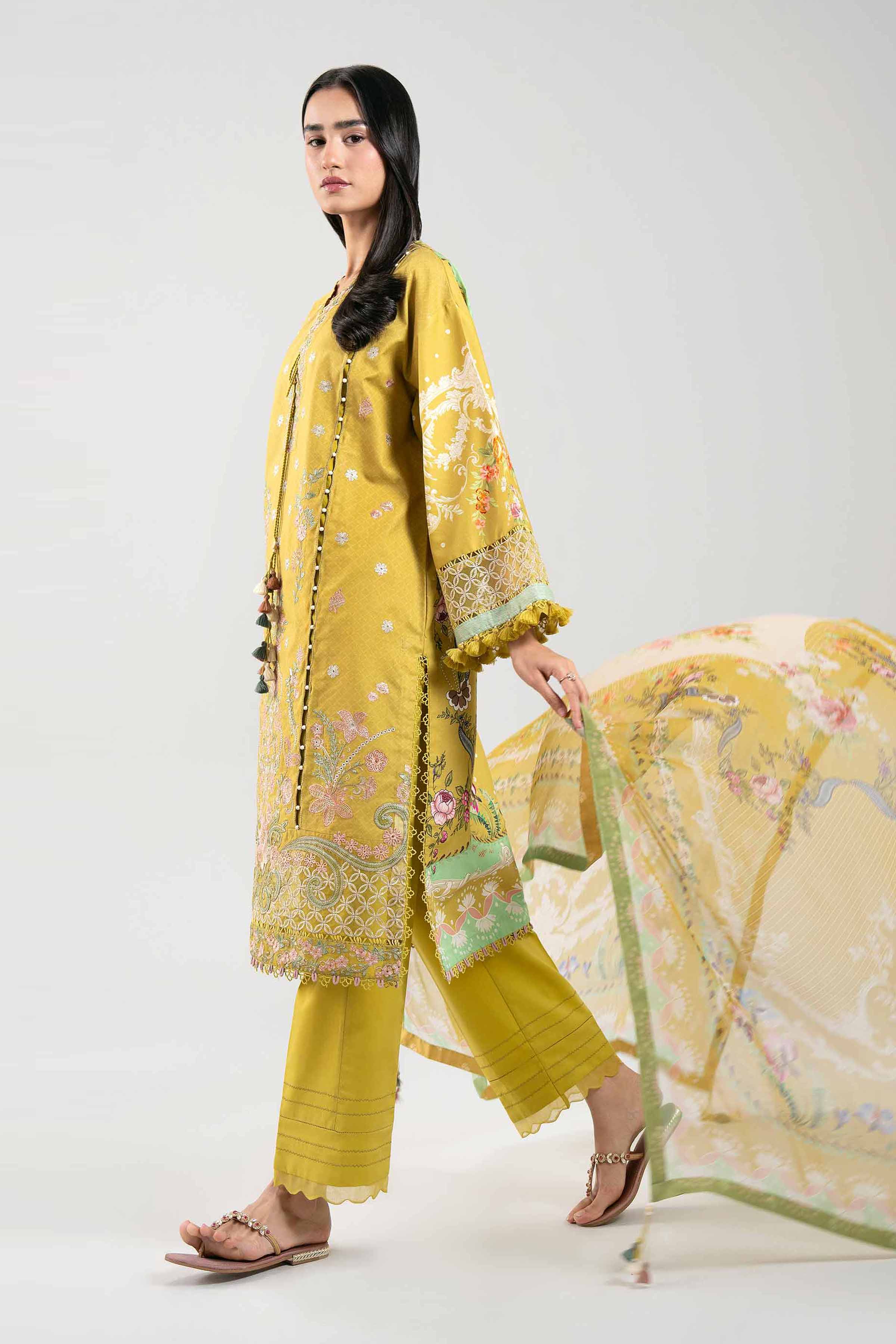 3 Piece - Digital Printed Embroidered Suit - 42601325 Green Cambric 3PC Embroidered