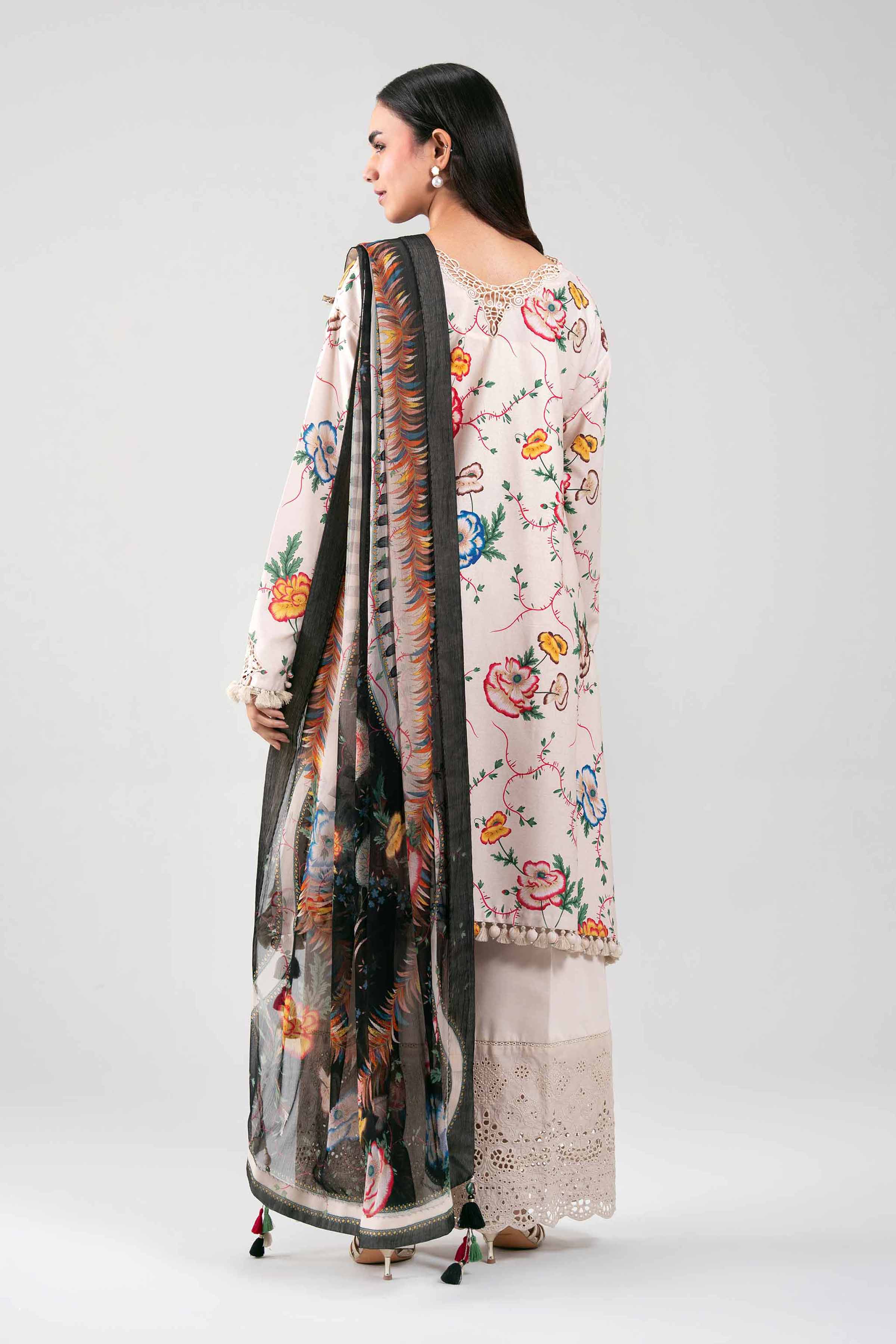 3 Piece - Digital Printed Embroidered Suit - 42601333 Beige Cambric 3PC Embroidered