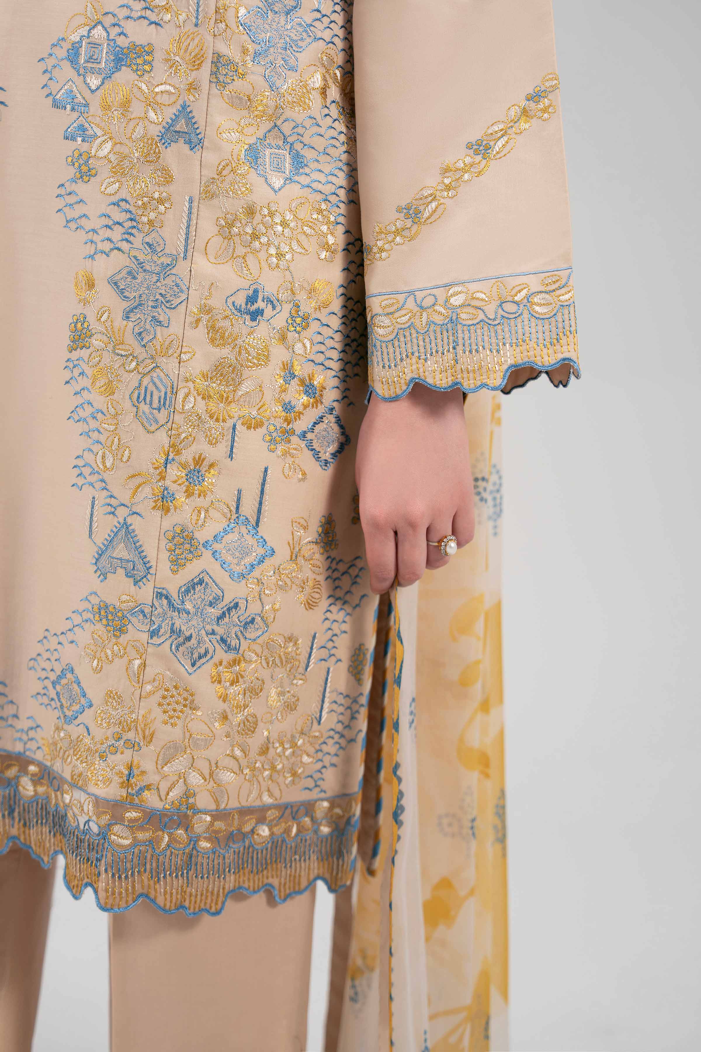 3 Piece - Digital Printed Embroidered Suit - 42601334