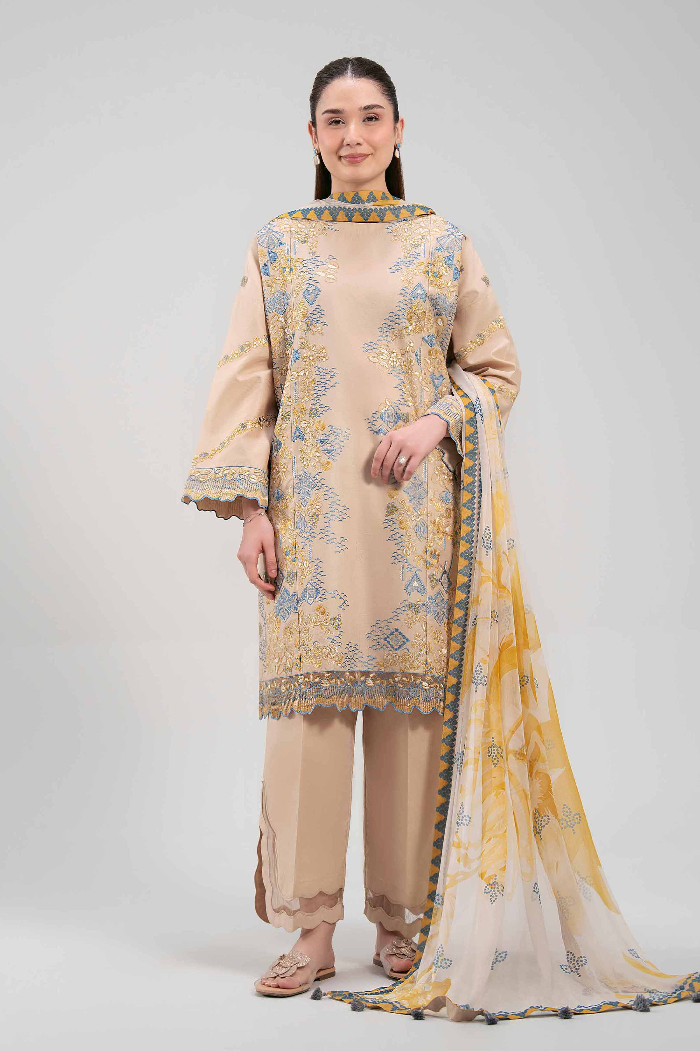3 Piece - Digital Printed Embroidered Suit - 42601334
