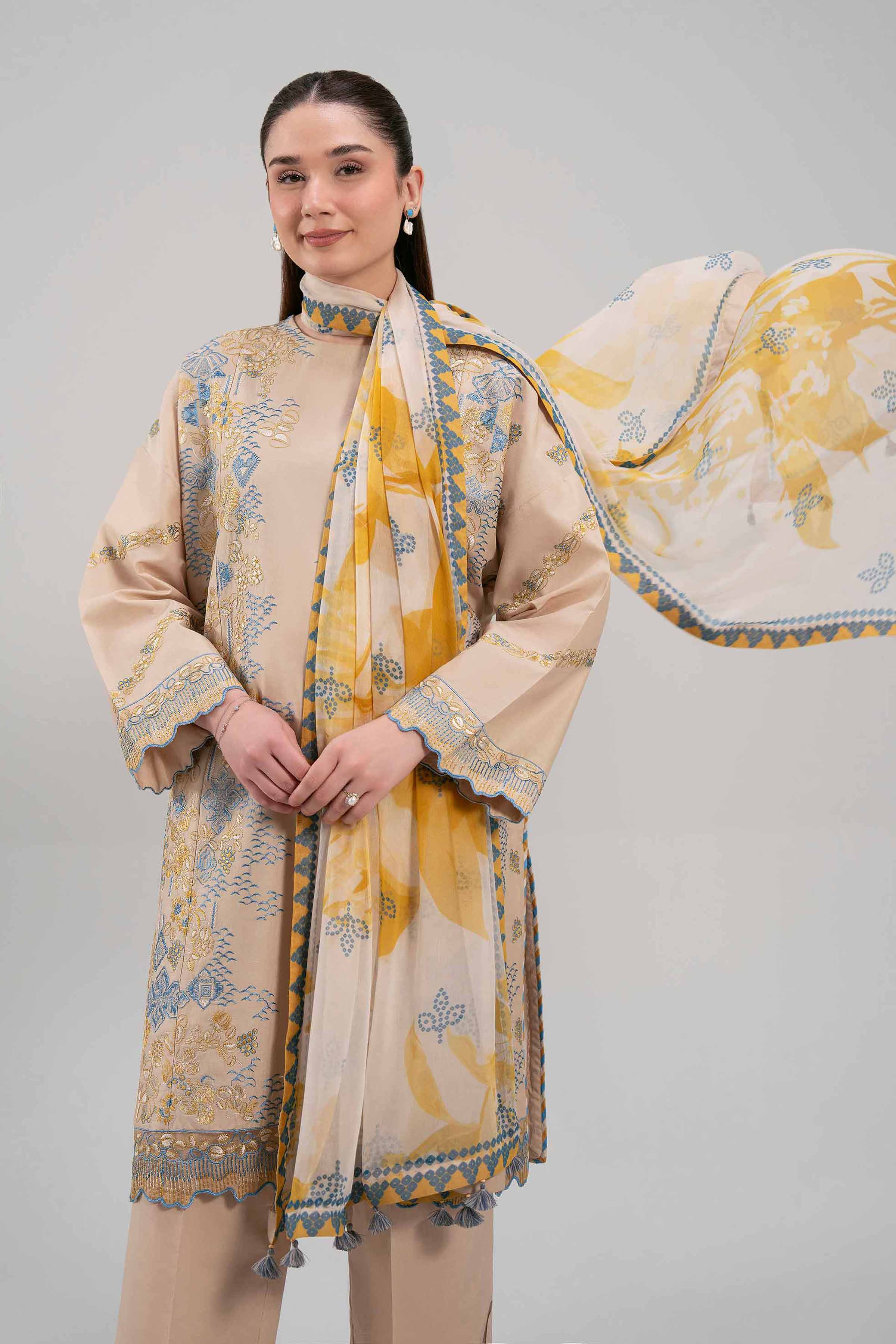 3 Piece - Digital Printed Embroidered Suit - 42601334