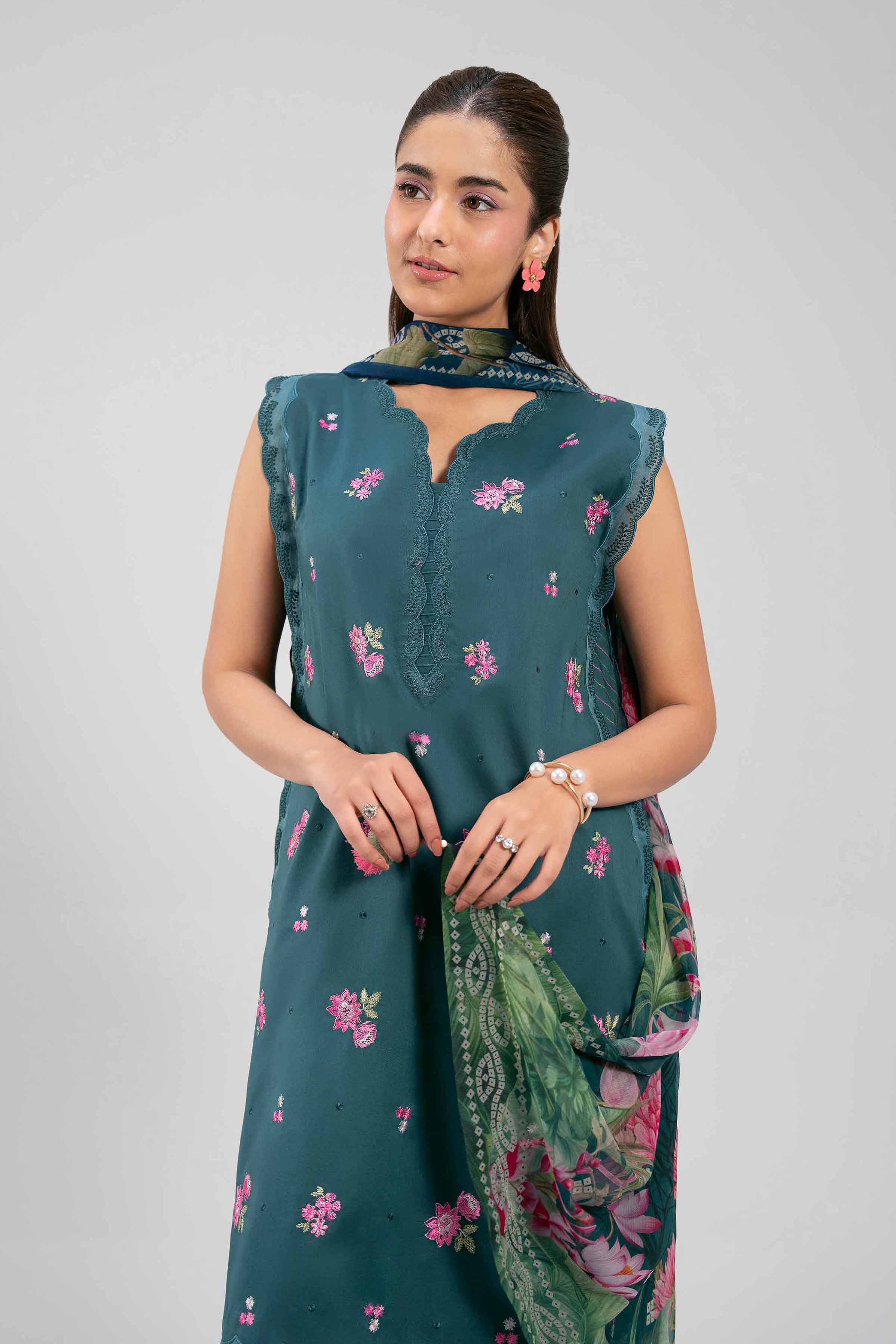 3 Piece - Digital Printed Embroidered Suit - 42601339