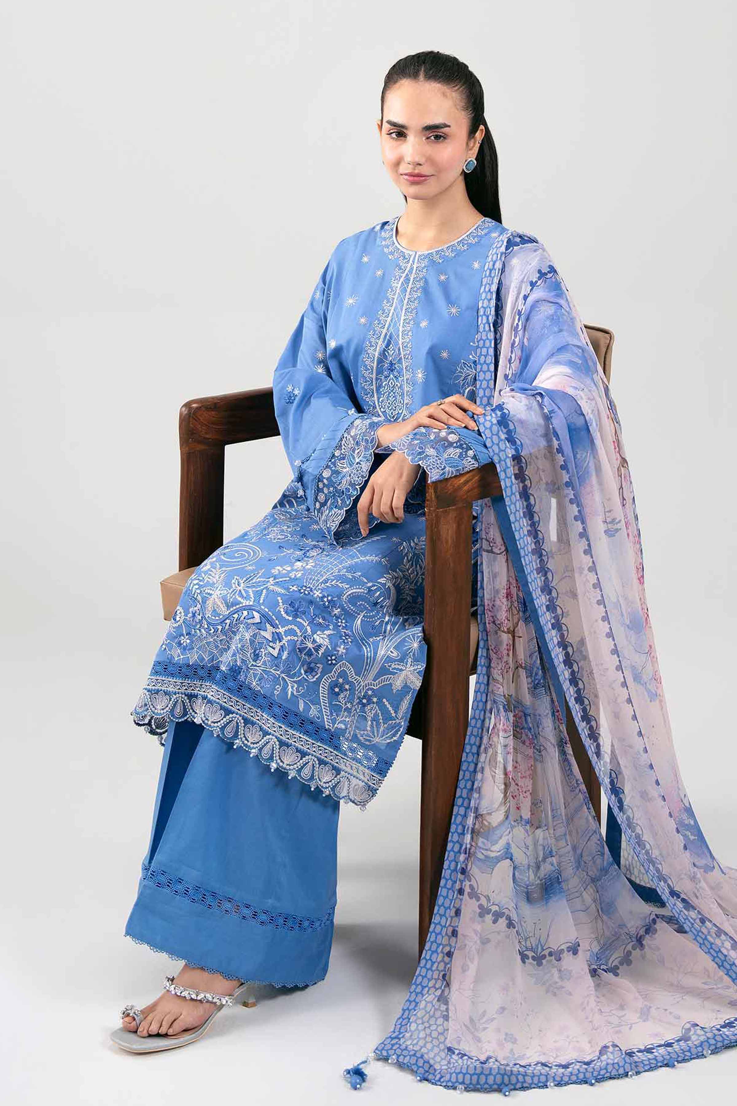 3 Piece - Digital Printed Embroidered Suit - 42601341