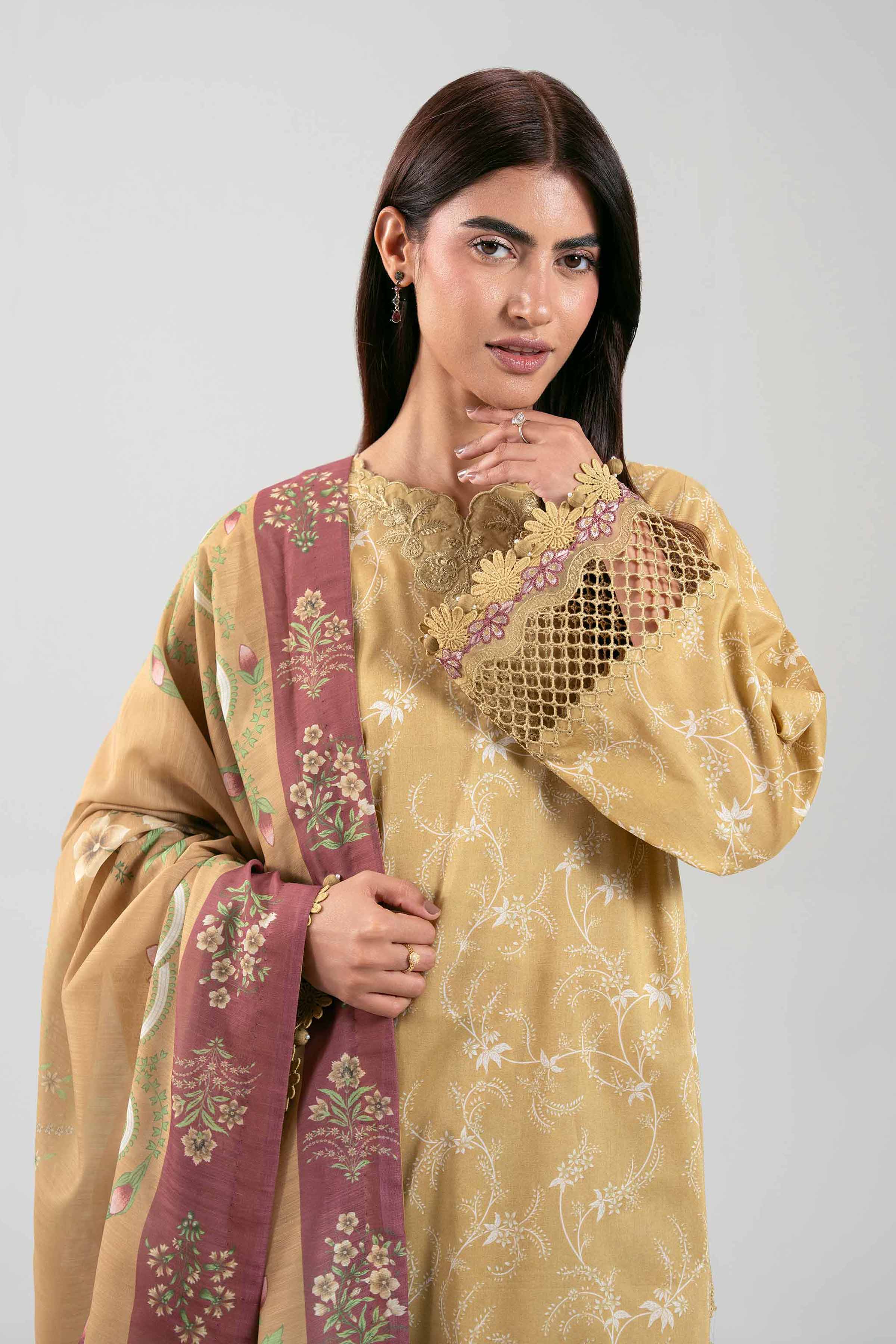 3 Piece - Digital Printed Embroidered Suit - 42601354