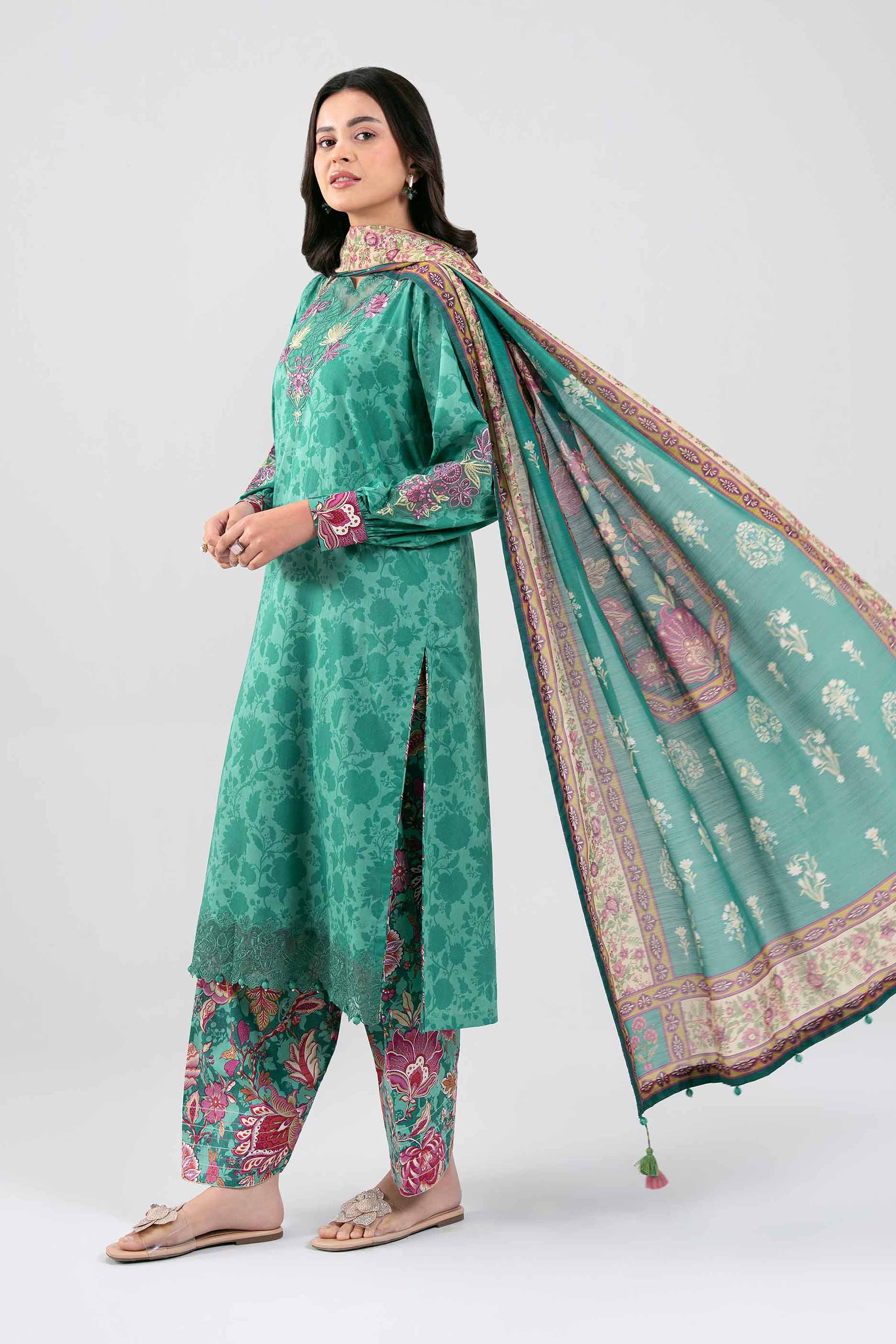 3 Piece - Digital Printed Embroidered Suit - 42601355