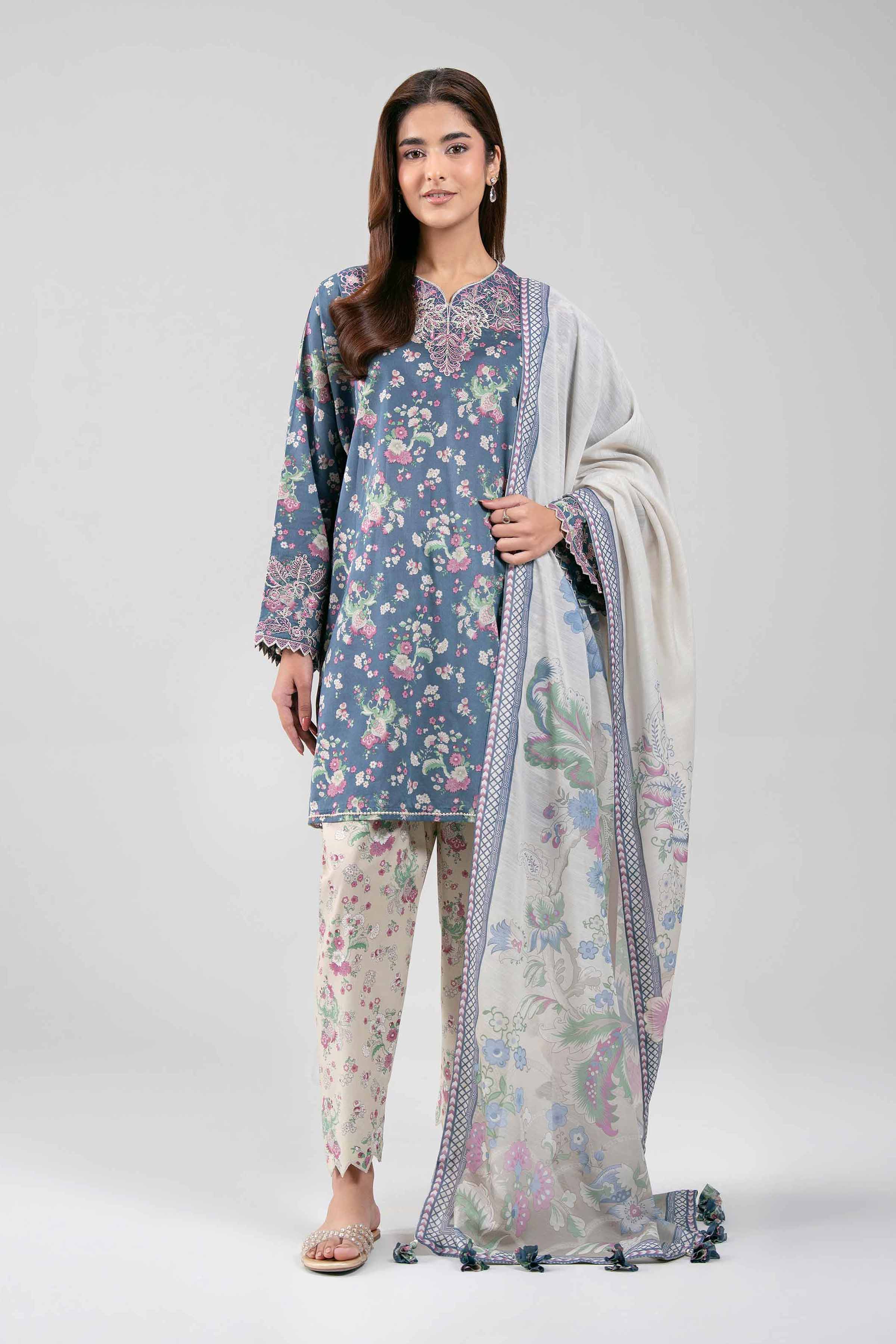 3 Piece - Digital Printed Embroidered Suit - 42601356