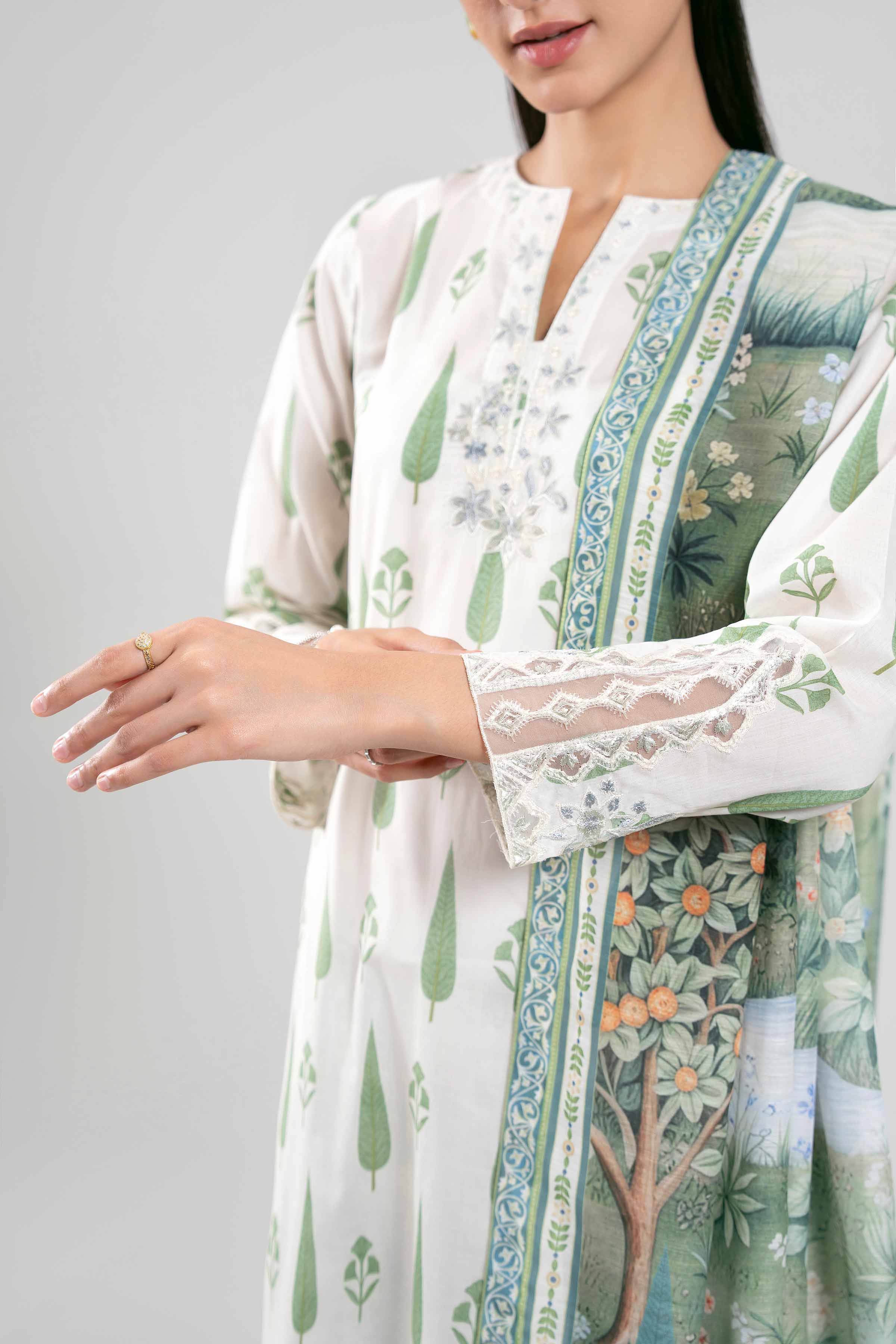 3 Piece - Digital Printed Embroidered Suit - 42601357