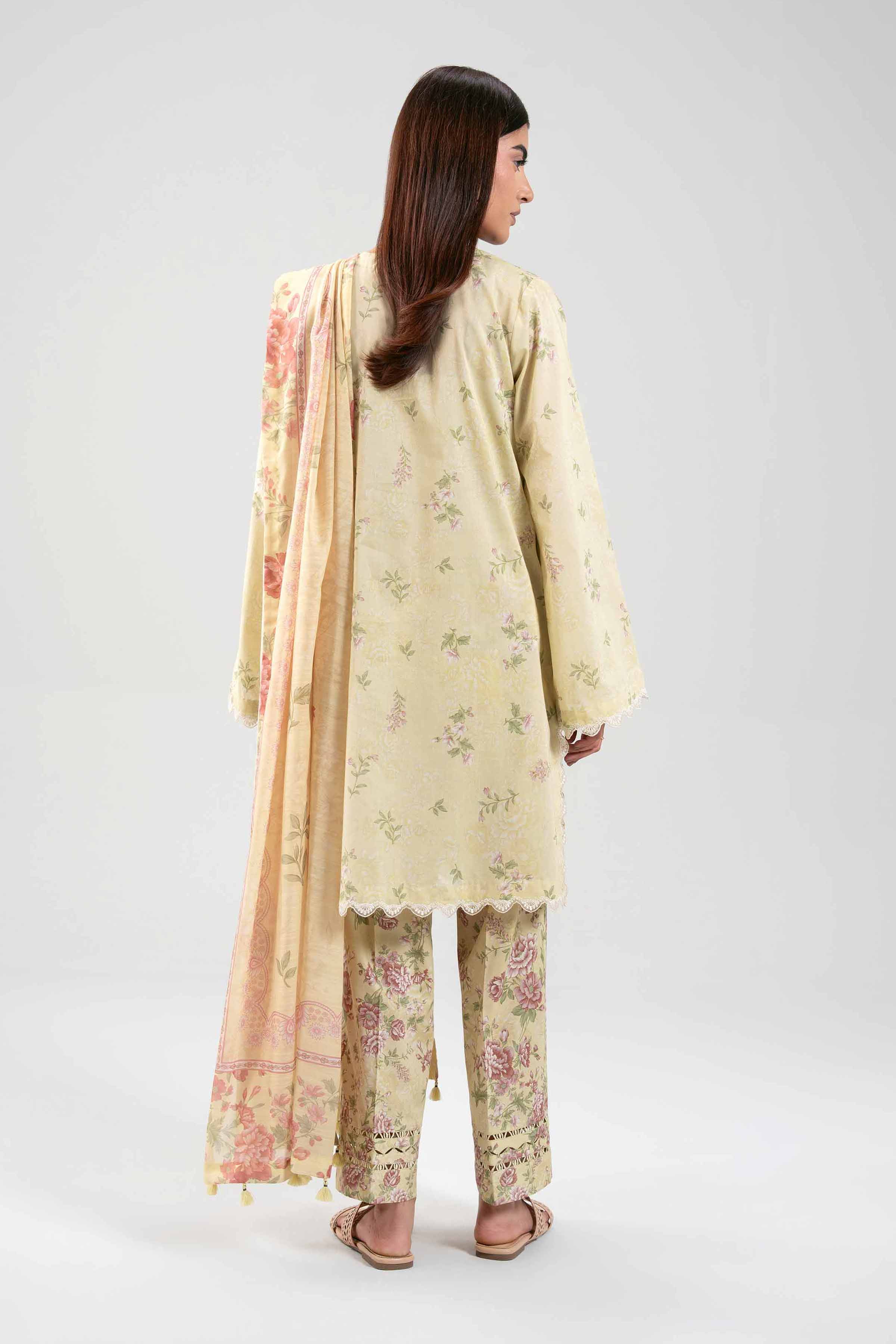 NISHAT UAE 3Pc Embroidered Unstitched Women Yellow Lawn Suit