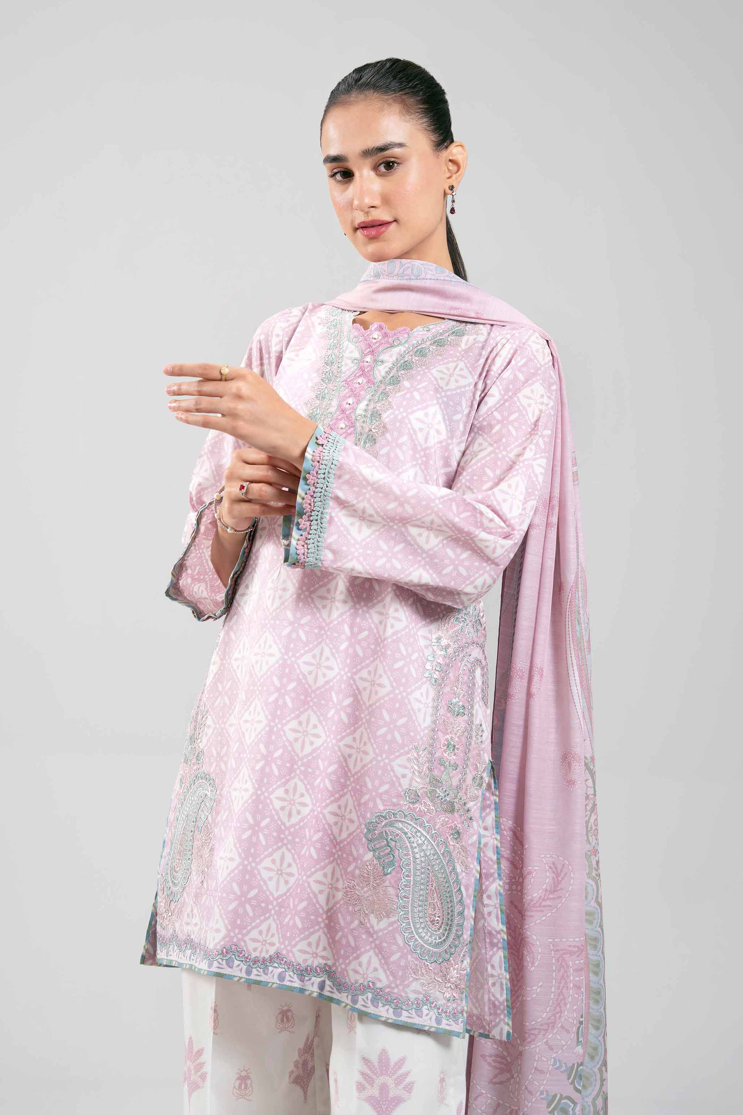 3 Piece - Digital Printed Embroidered Suit - 42601362