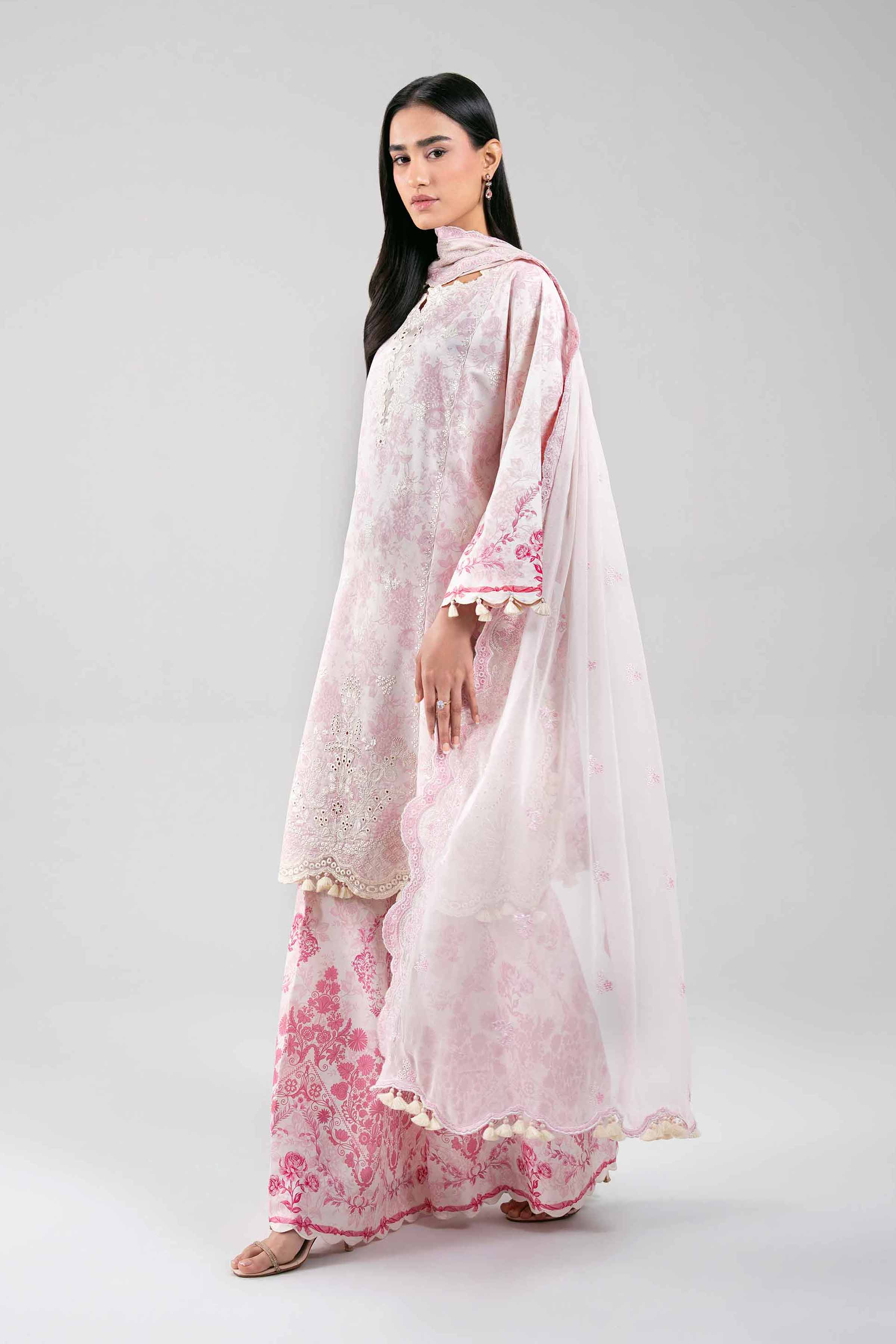 3 Piece - Digital Printed Embroidered Suit - 42601384 Pink Lawn 3PC Embroidered