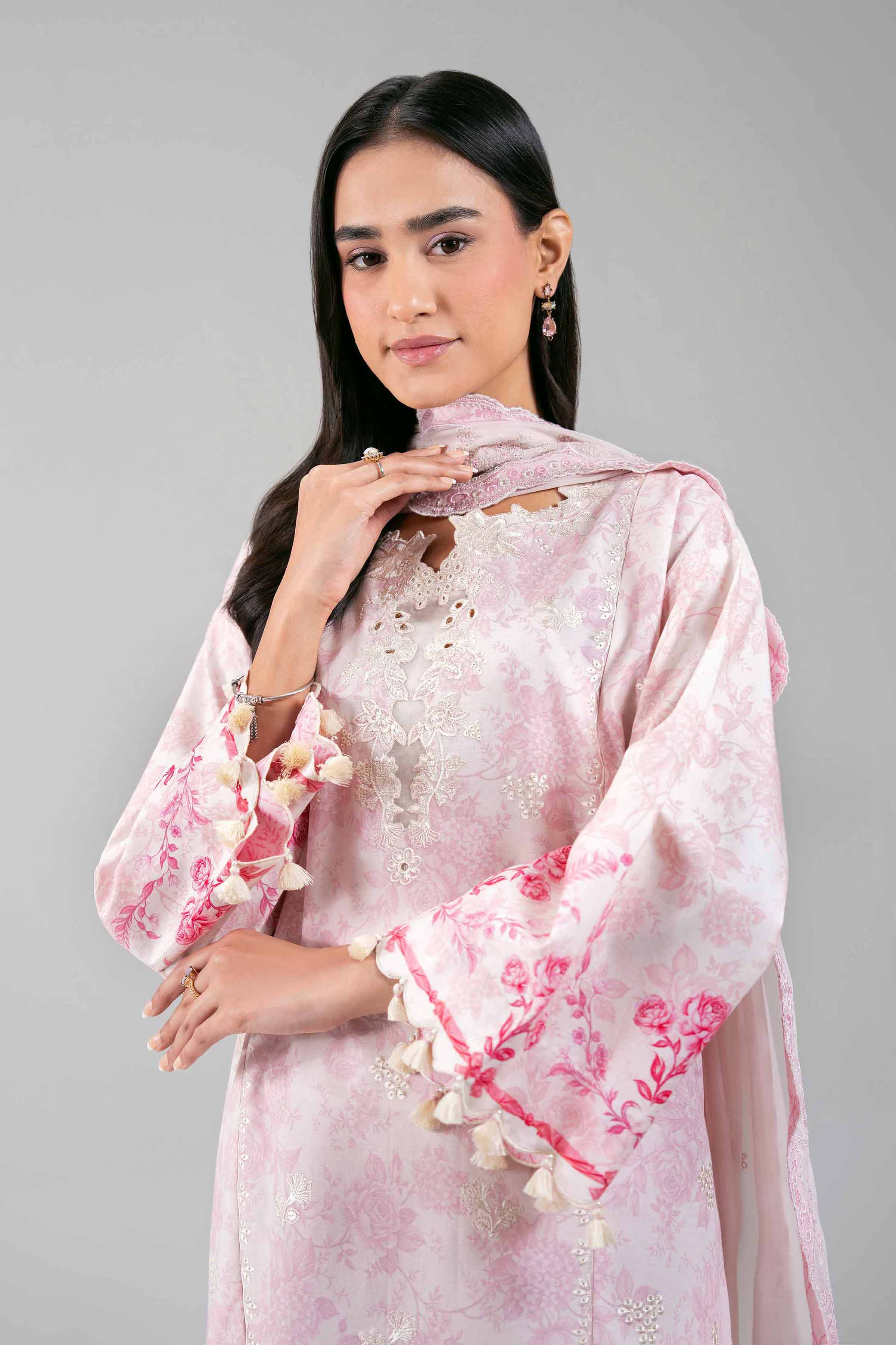 3 Piece - Digital Printed Embroidered Suit - 42601384 Pink Lawn 3PC Embroidered