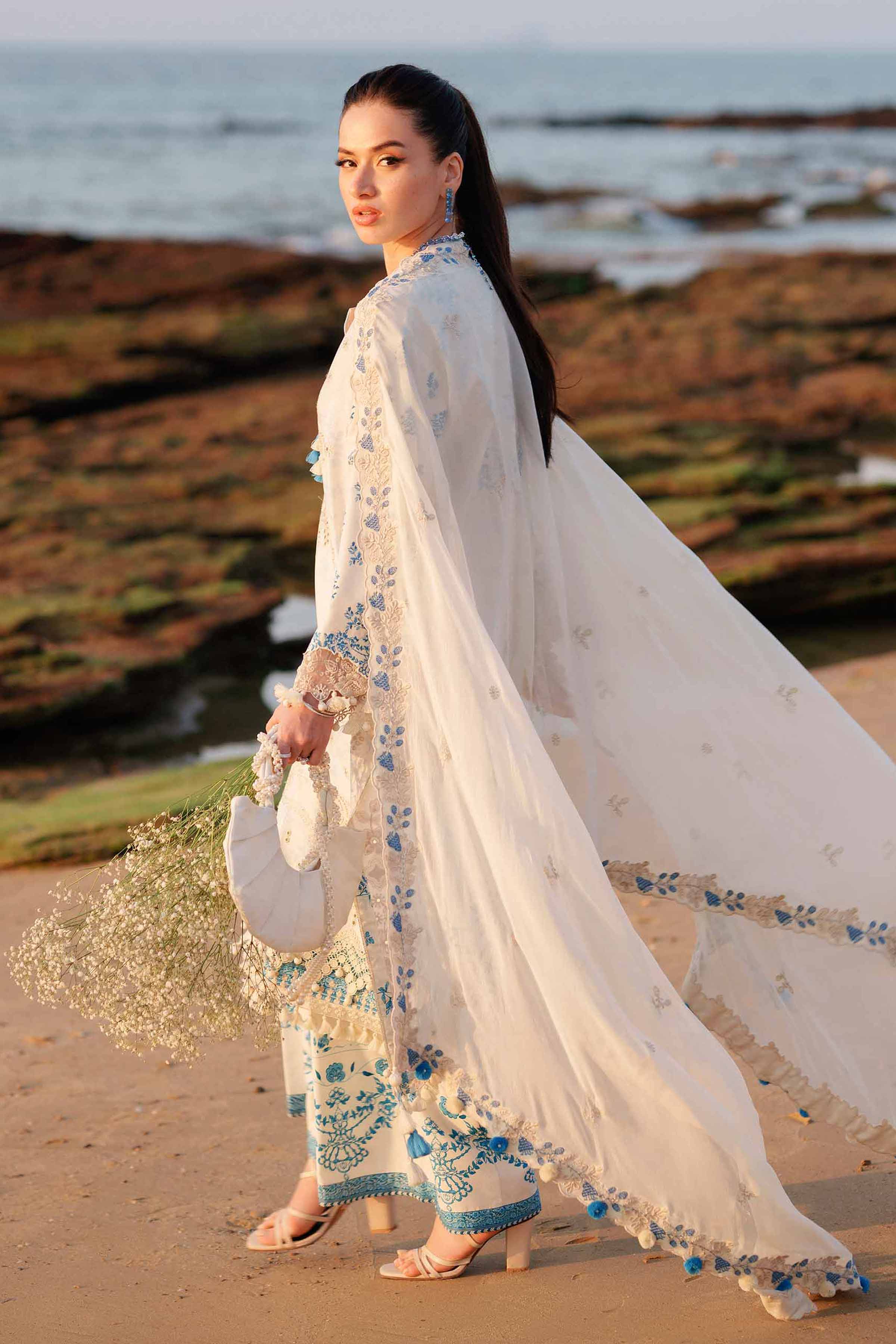 3 Piece - Digital Printed Embroidered Suit - 42601385 Beige Lawn 3PC Embroidered