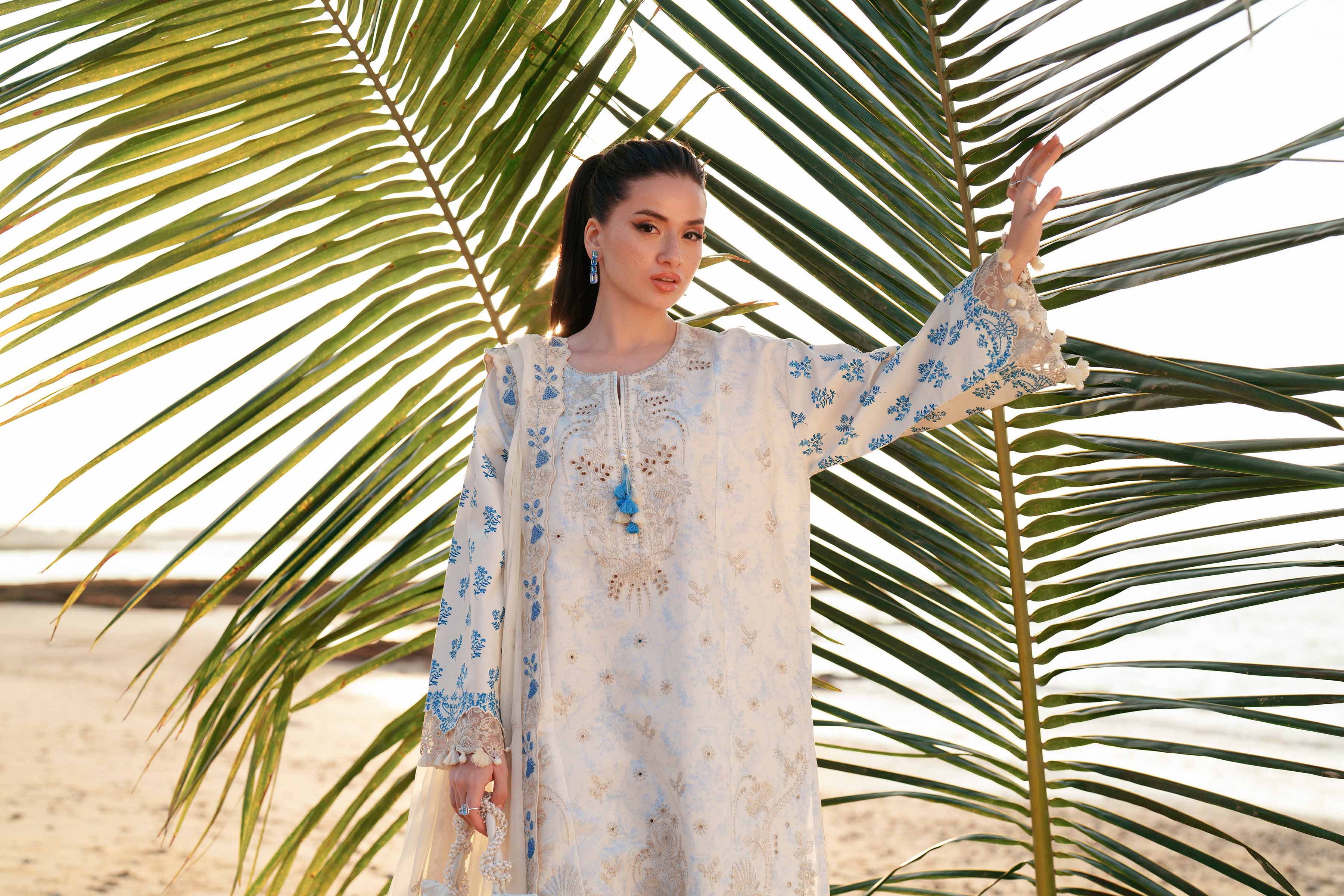 3 Piece - Digital Printed Embroidered Suit - 42601385 Beige Lawn 3PC Embroidered