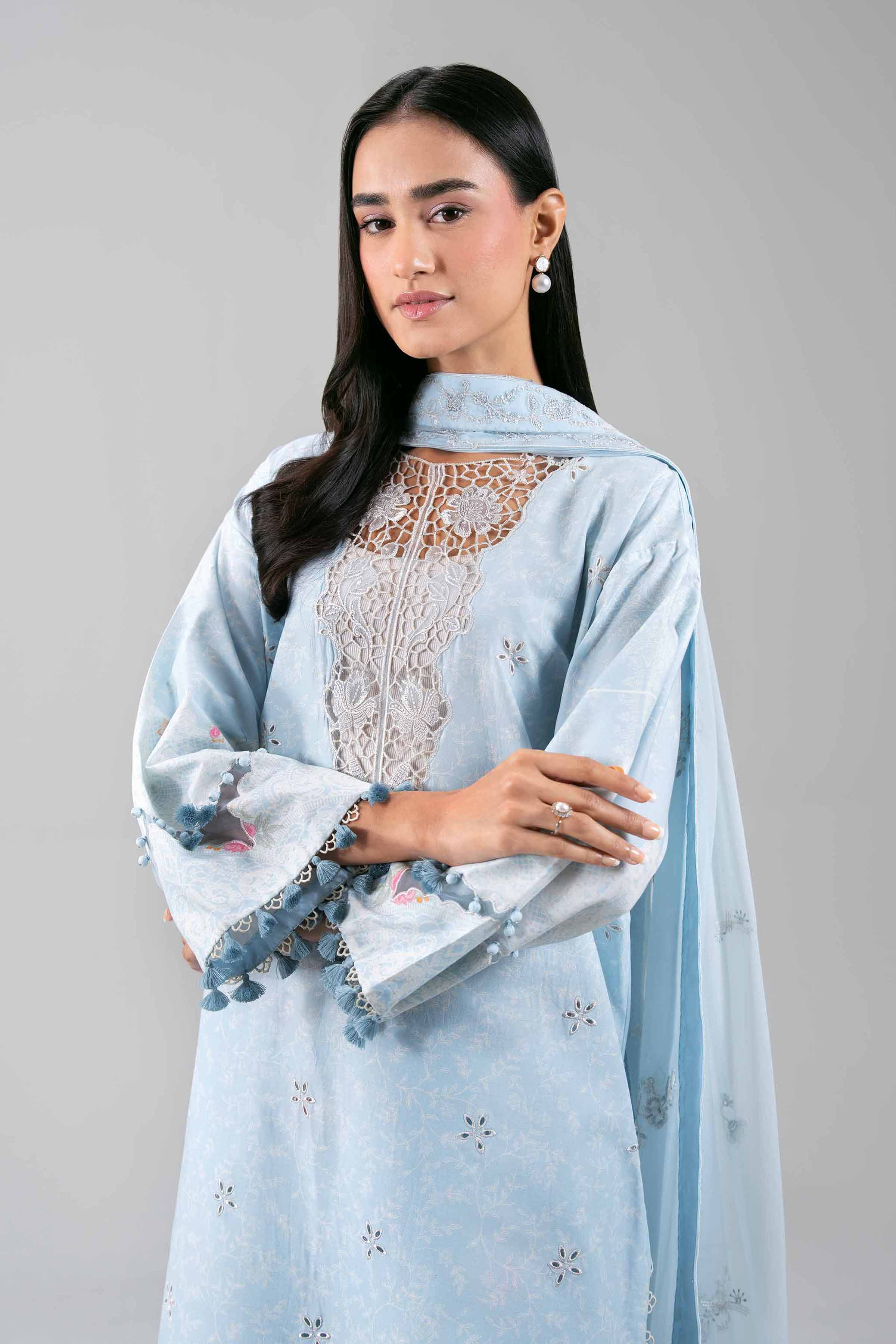3 Piece - Digital Printed Embroidered Suit - 42601387
