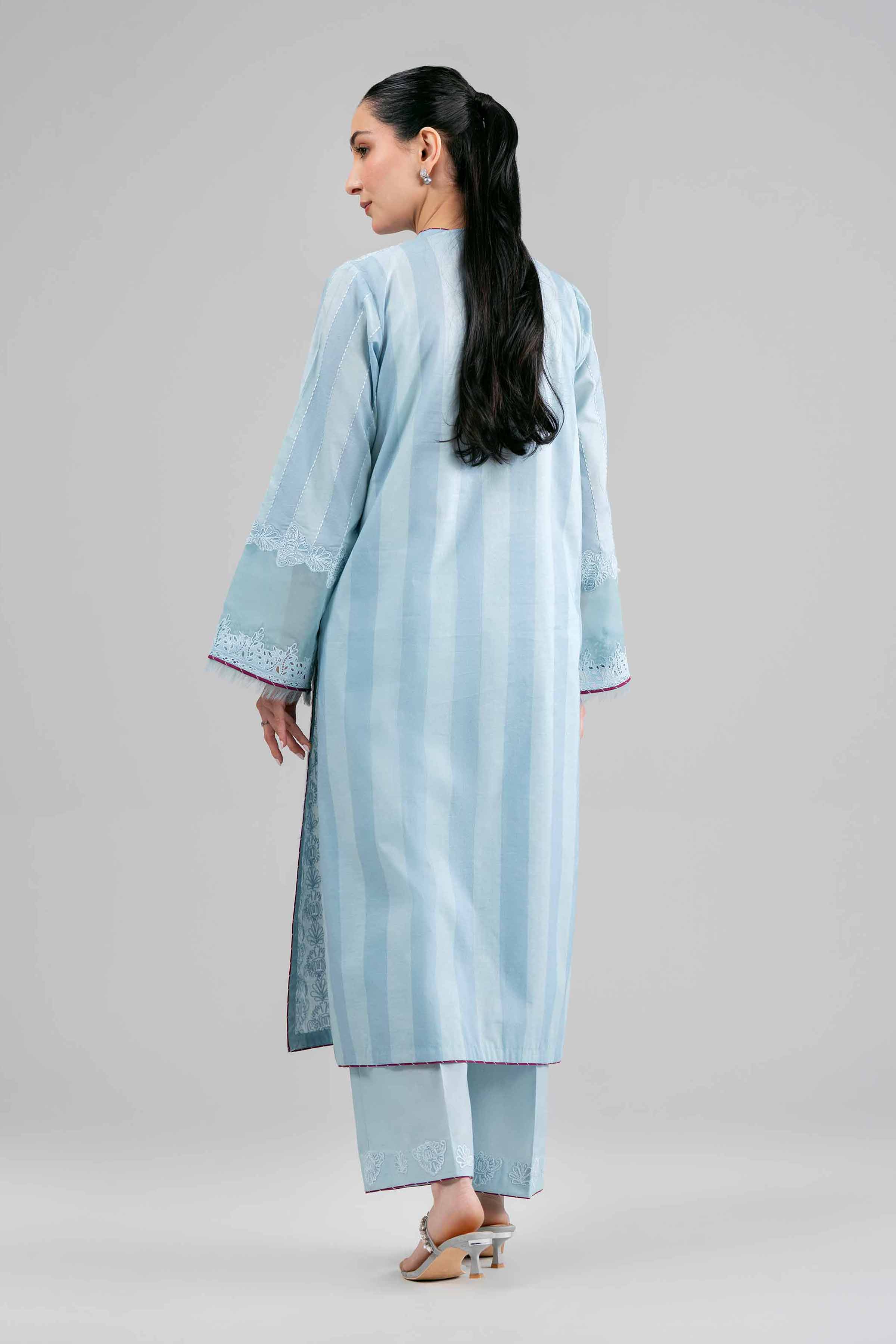 2 Piece - Embroidered Suit - 42601390 Blue Cotton 2PC Embroidered