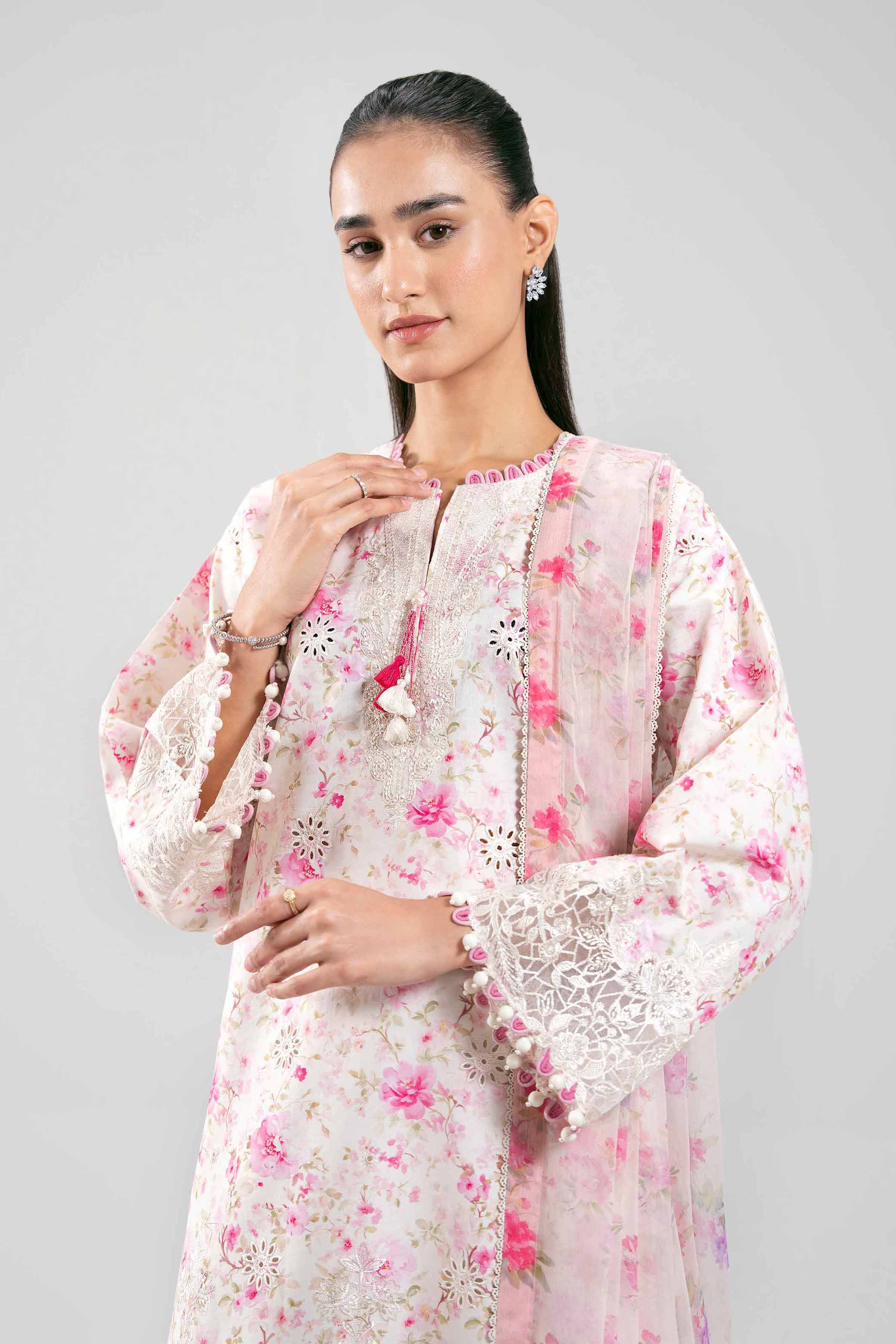 3 Piece - Digital Printed Embroidered Suit - 42601394 Cream Lawn 3PC Embroidered