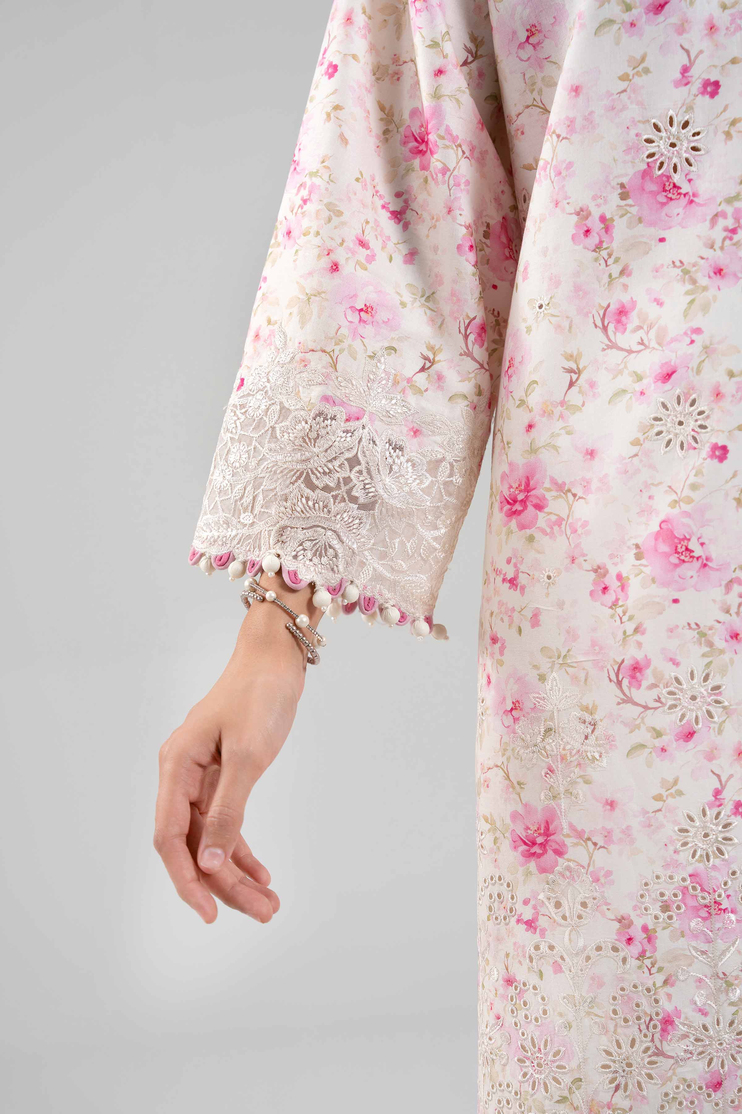 3 Piece - Digital Printed Embroidered Suit - 42601394 Cream Lawn 3PC Embroidered