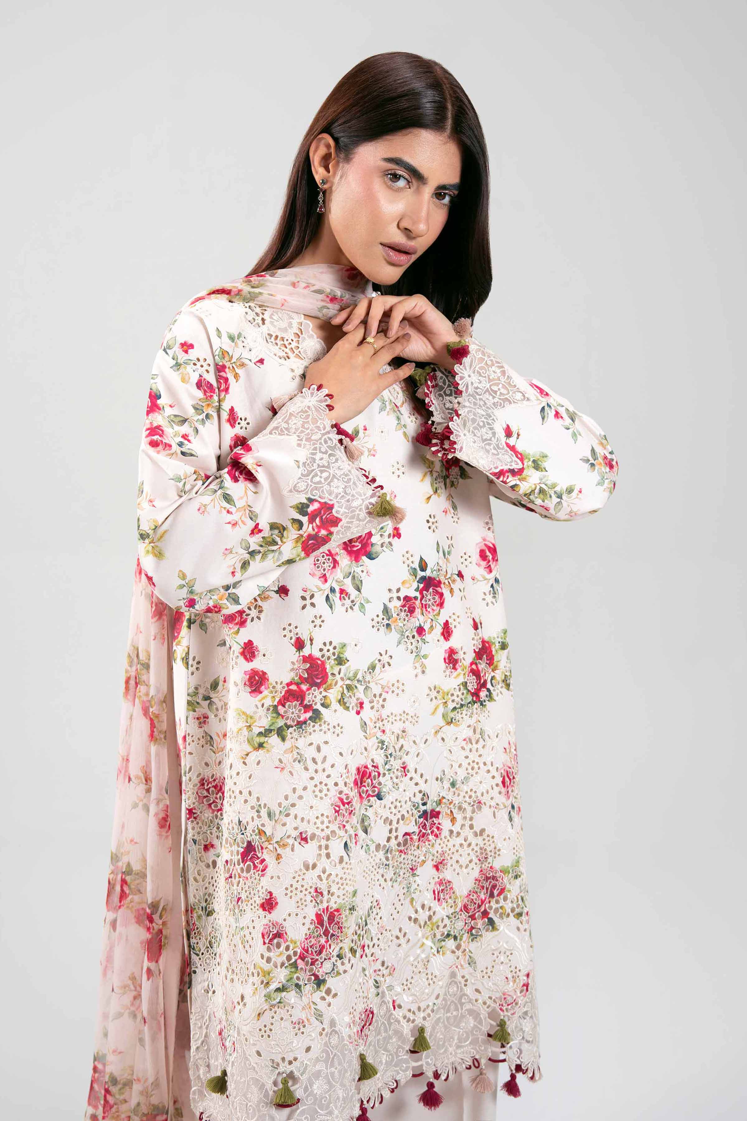 3 Piece - Digital Printed Embroidered Suit - 42601395