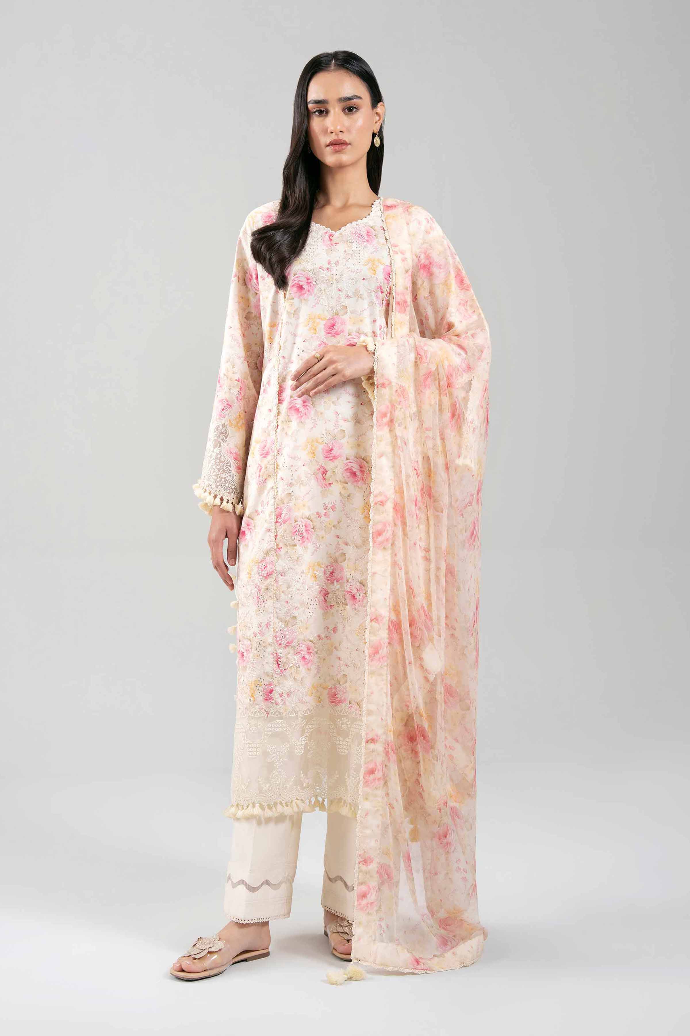 3 Piece - Digital Printed Embroidered Suit - 42601398